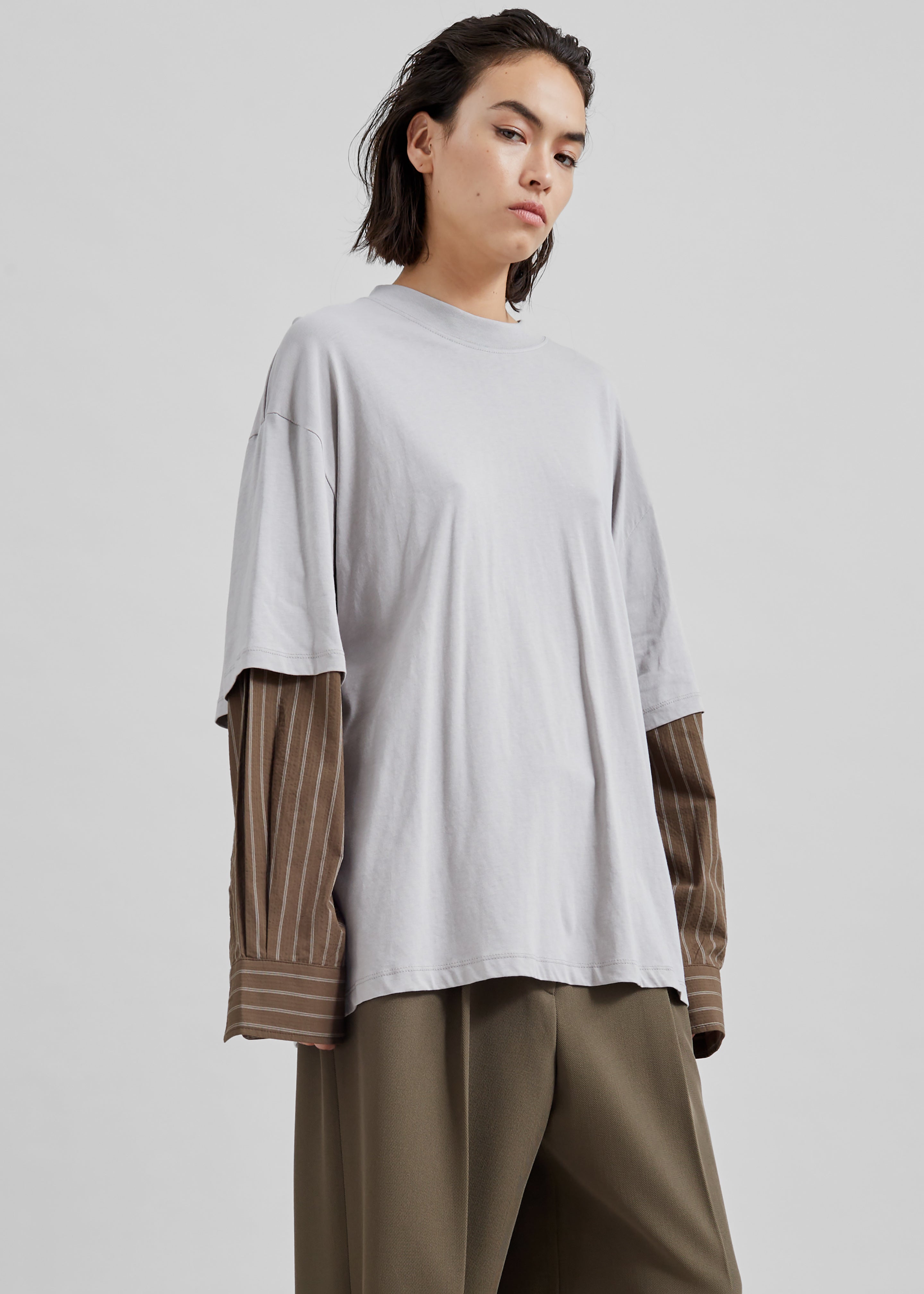 Bryton Layered Tee - Grey/Brown - 5