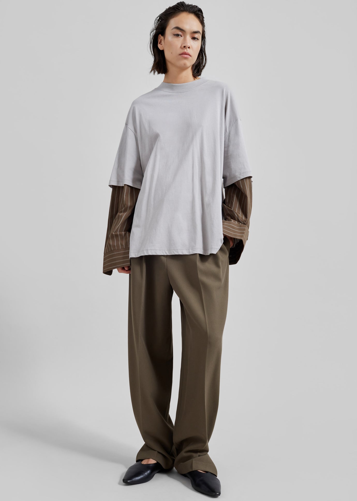 Bryton Layered Tee - Grey/Brown