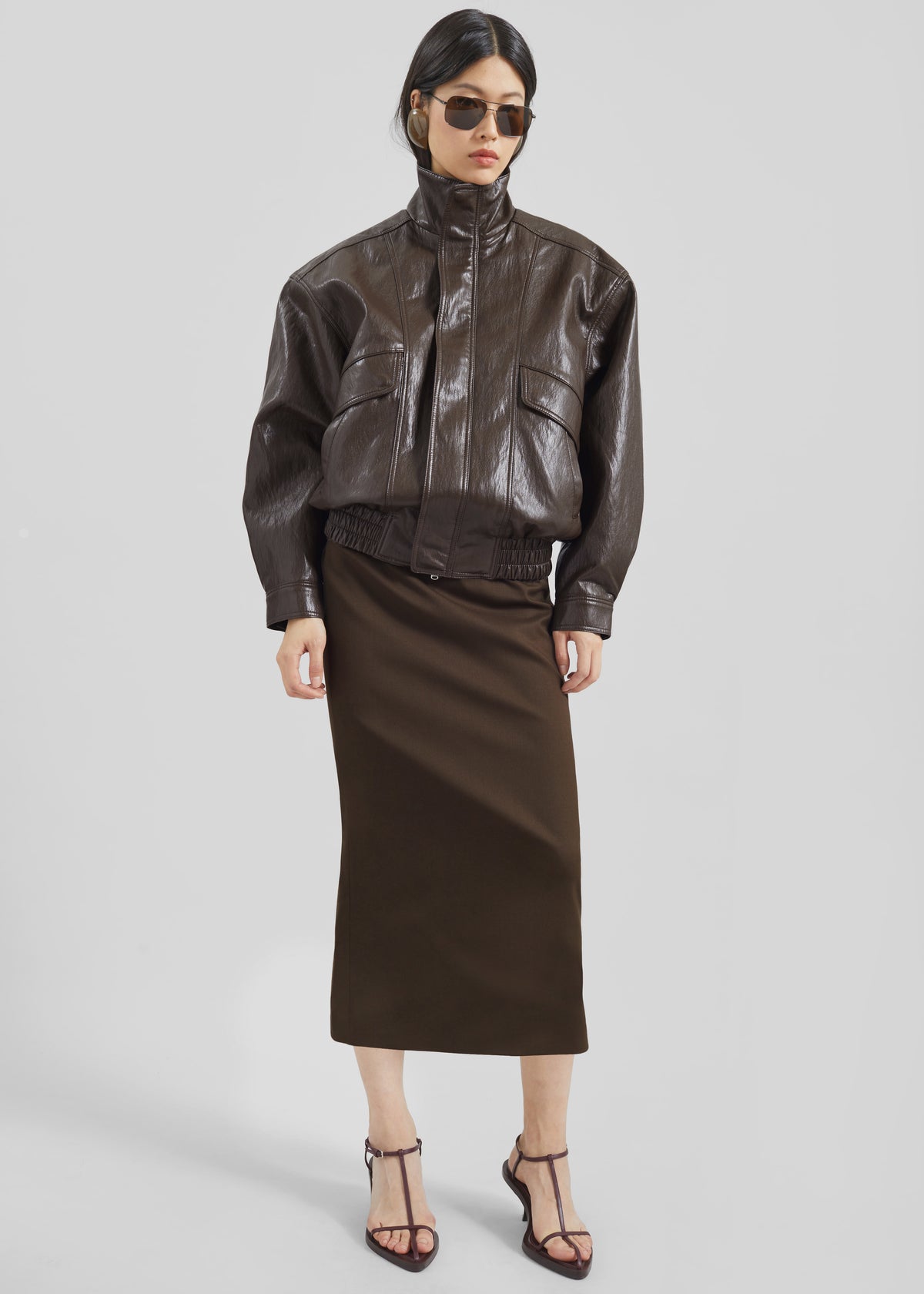 Burland Faux Leather Jacket - Brown - 10