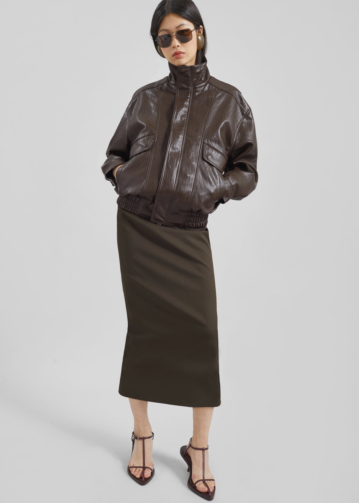 Burland Faux Leather Jacket - Brown - 6