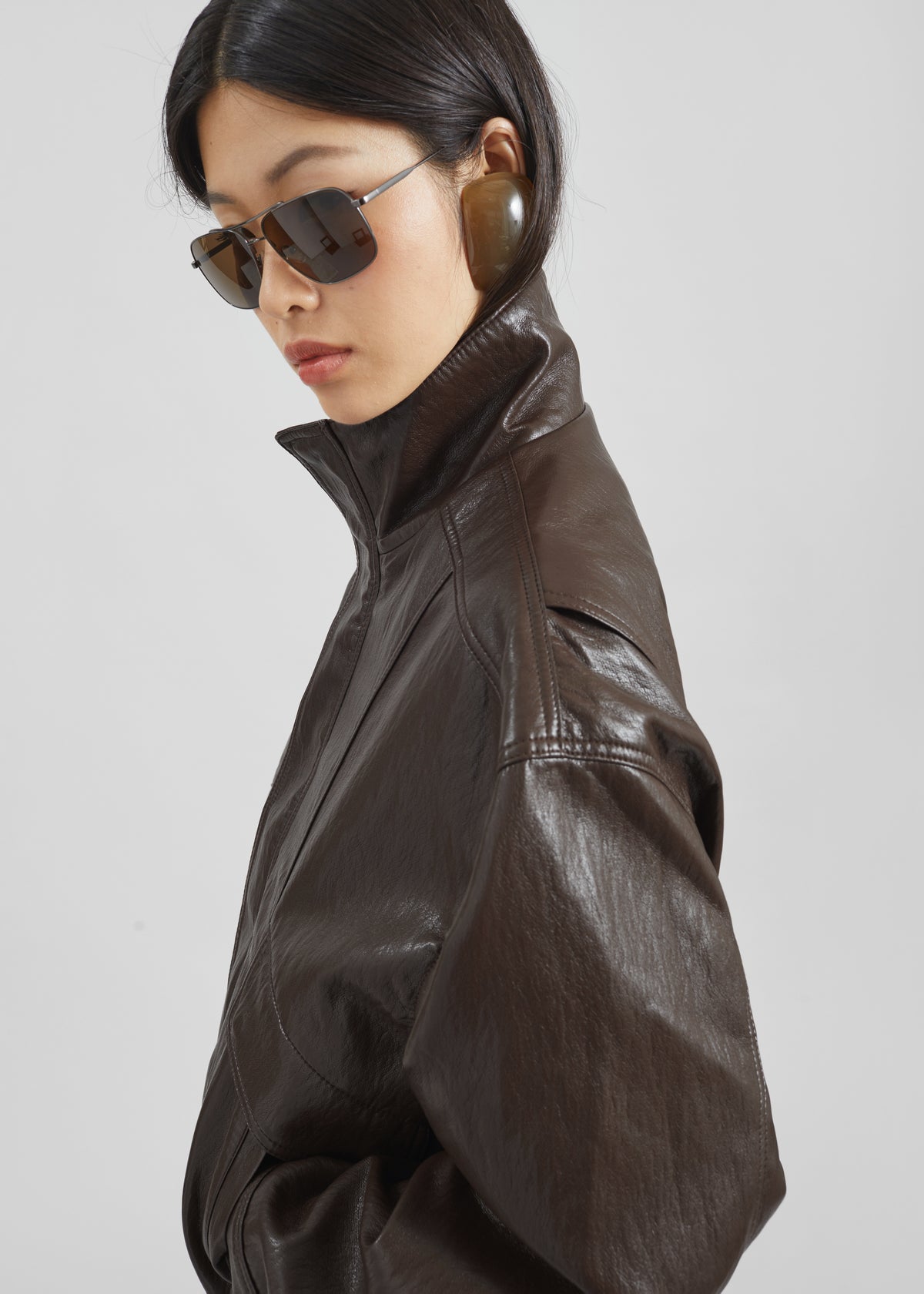 Burland Faux Leather Jacket - Brown - 4