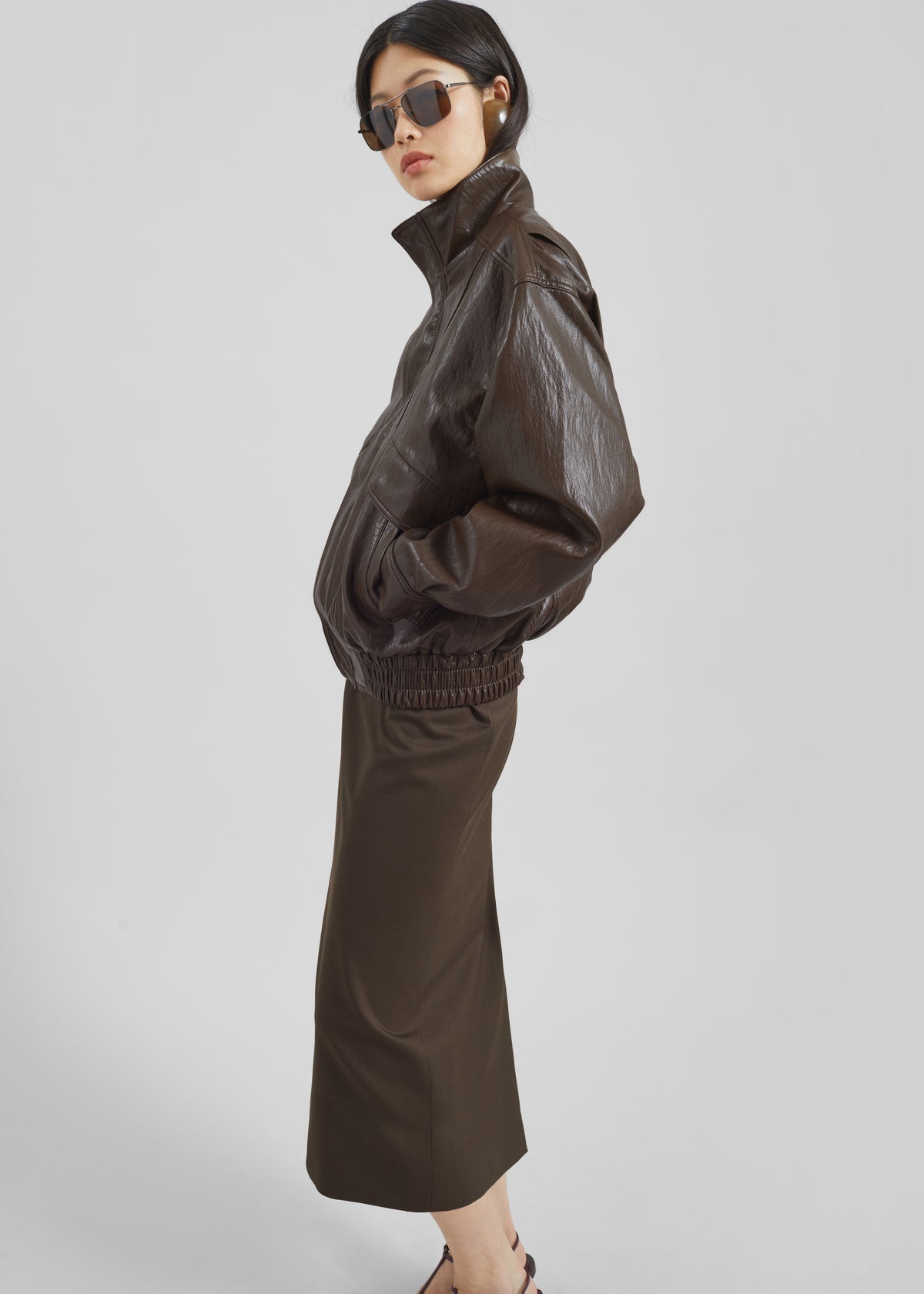 Burland Faux Leather Jacket - Brown - 1