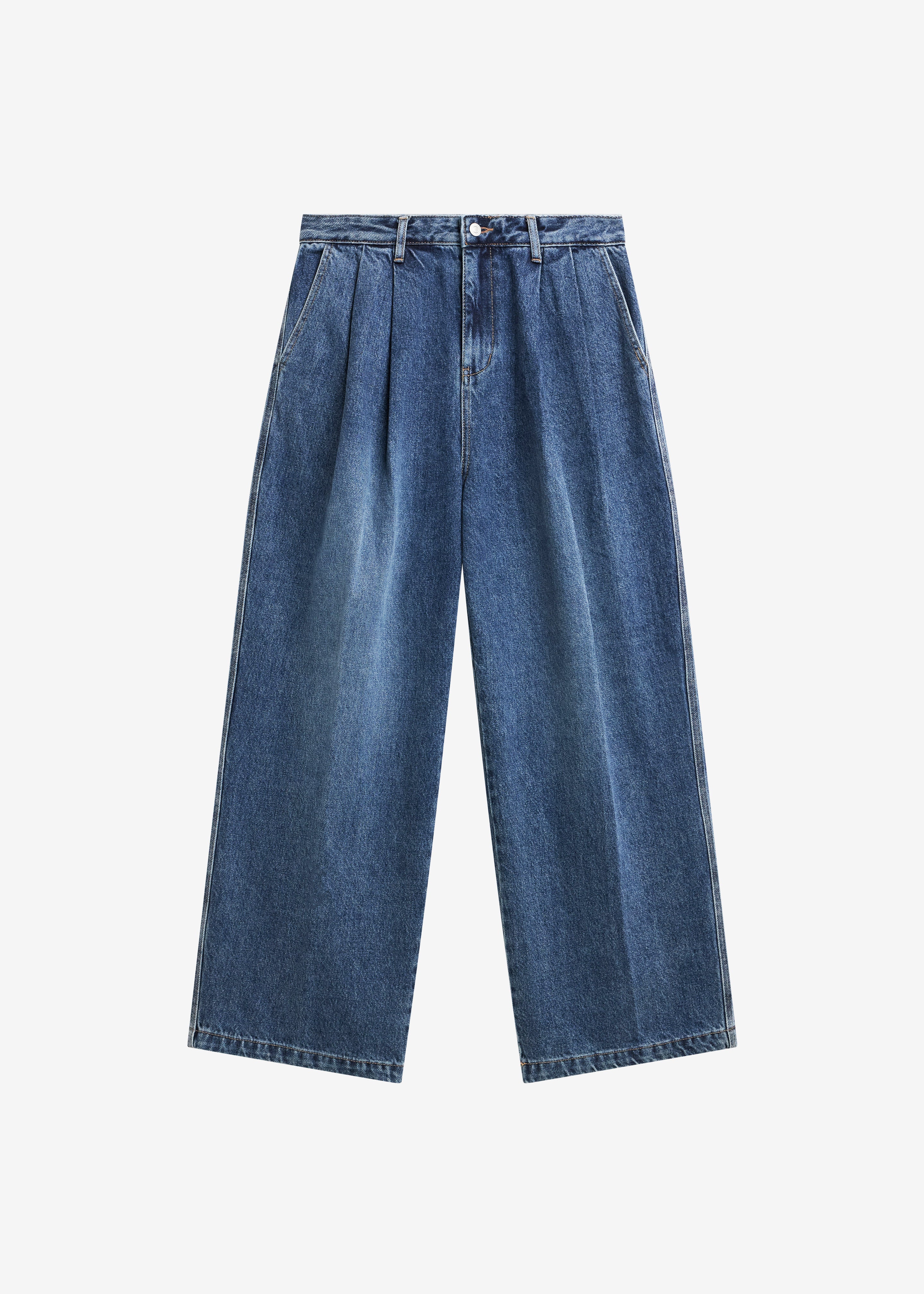 Buxton Pleated Wide Jeans - Medium Wash – The Frankie Shop