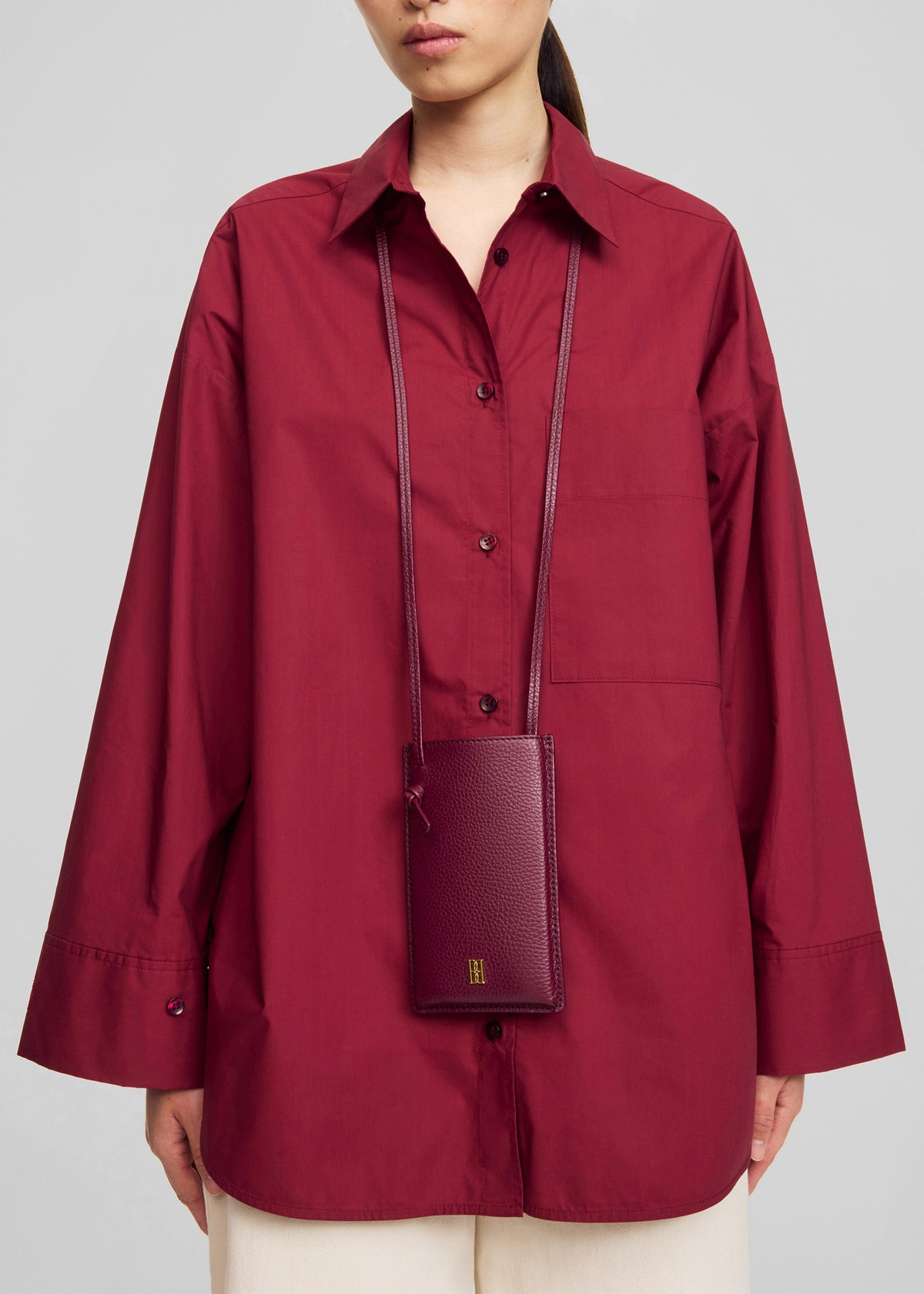 By Malene Birger Aya Phone Leather Pouch - Cabernet - 7