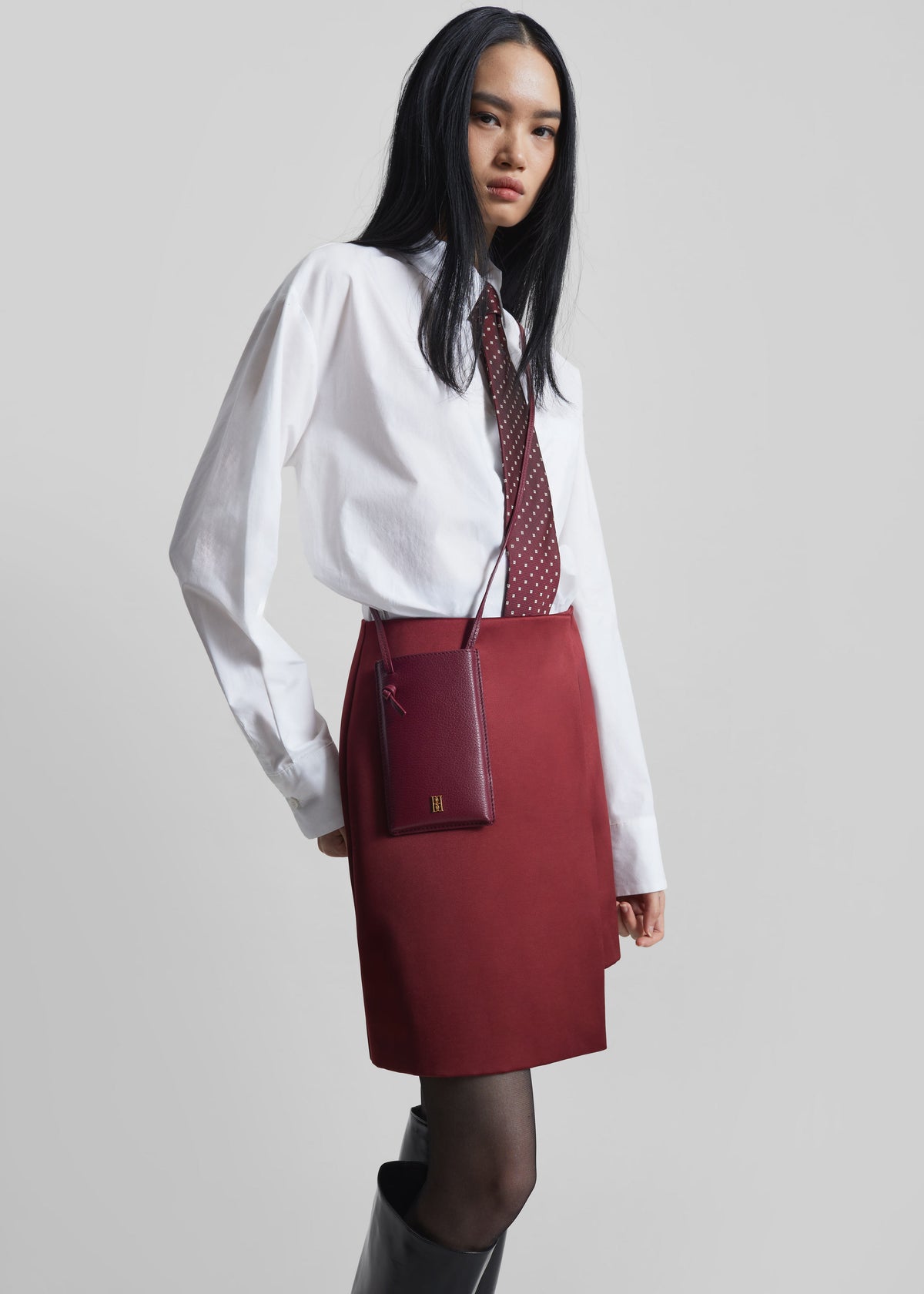 By Malene Birger Aya Phone Leather Pouch - Cabernet - 8