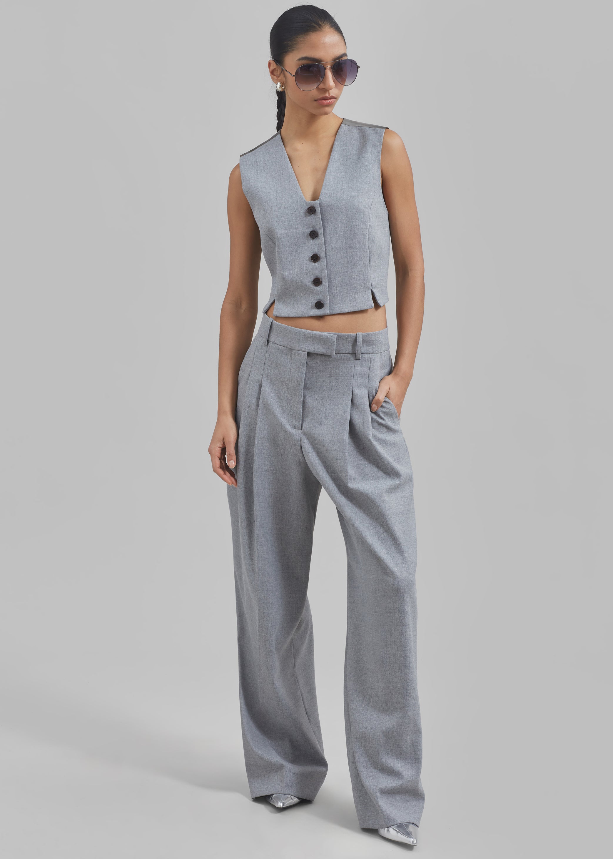 Shop the look image for By Malene Birger Bettas Waistcoat - Grey Melange