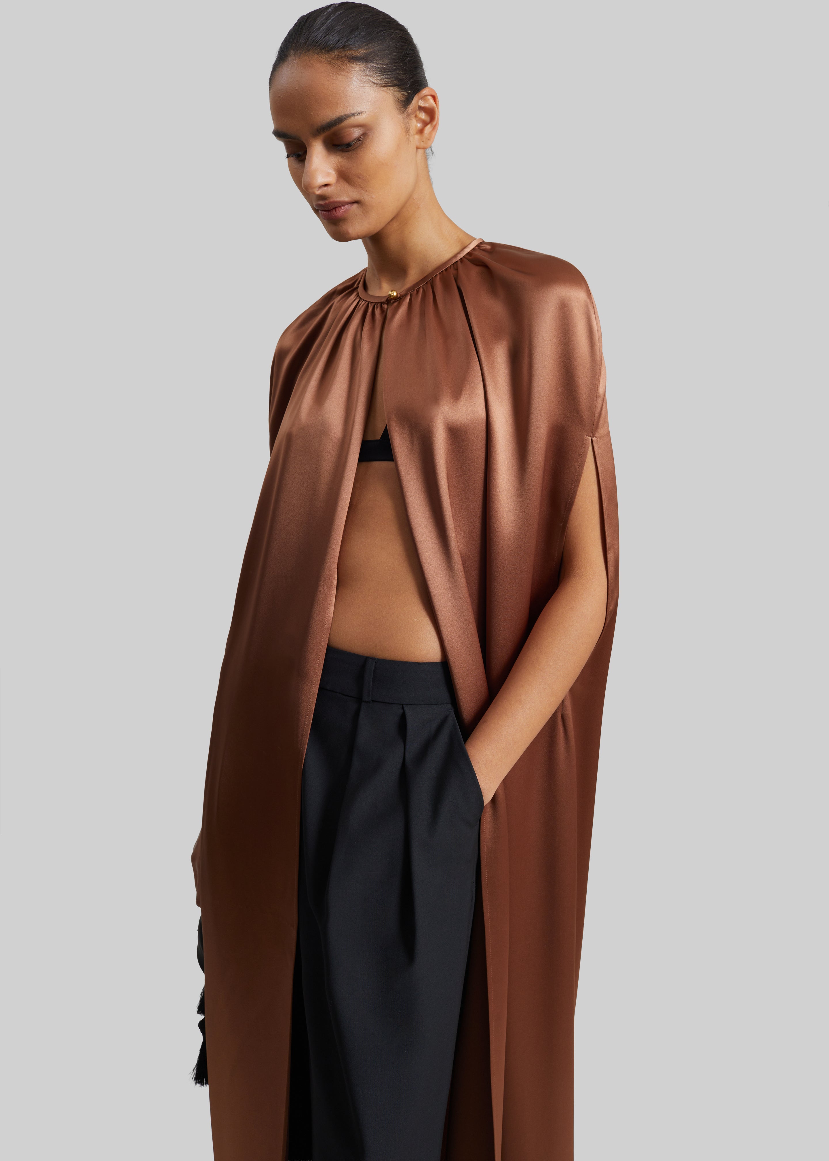 By Malene Birger Dallie Cape - Latte Brown – The Frankie Shop