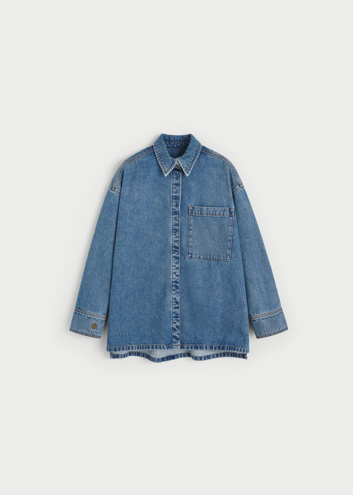 By Malene Birger Dea Denim Shirt - Mid Denim Blue - 5