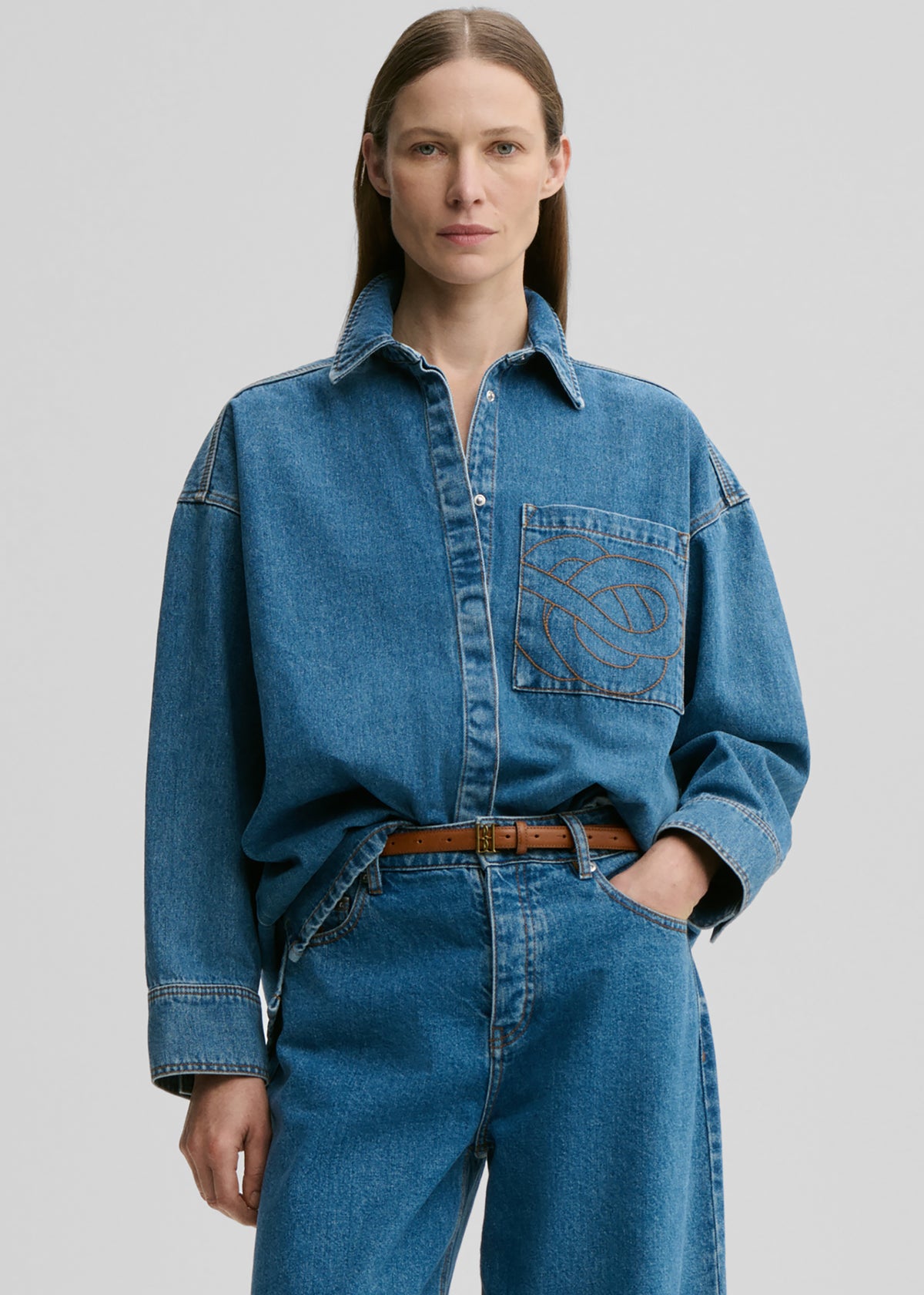 By Malene Birger Dea Denim Shirt - Mid Denim Blue - 1