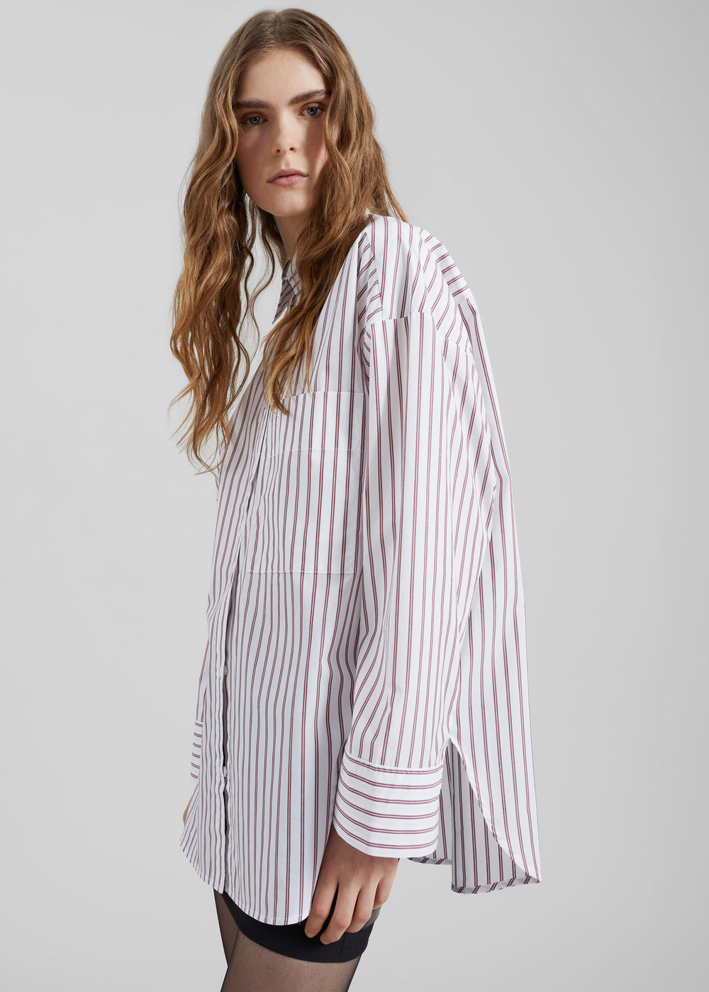 By Malene Birger Derris Cotton Shirt - Cabernet Stripe - 1