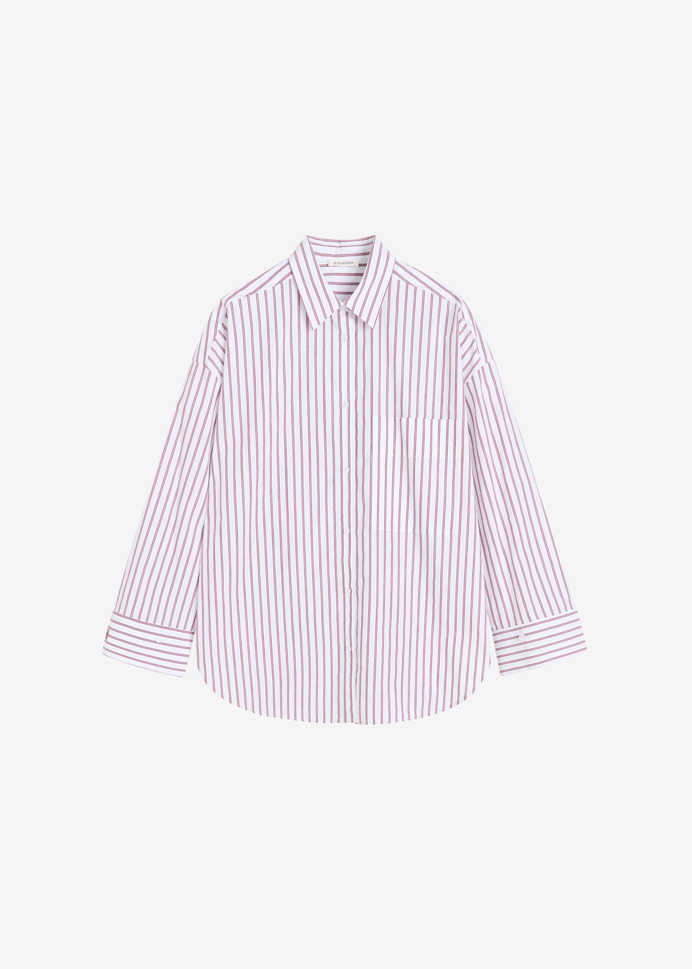 By Malene Birger Derris Cotton Shirt - Cabernet Stripe - 6