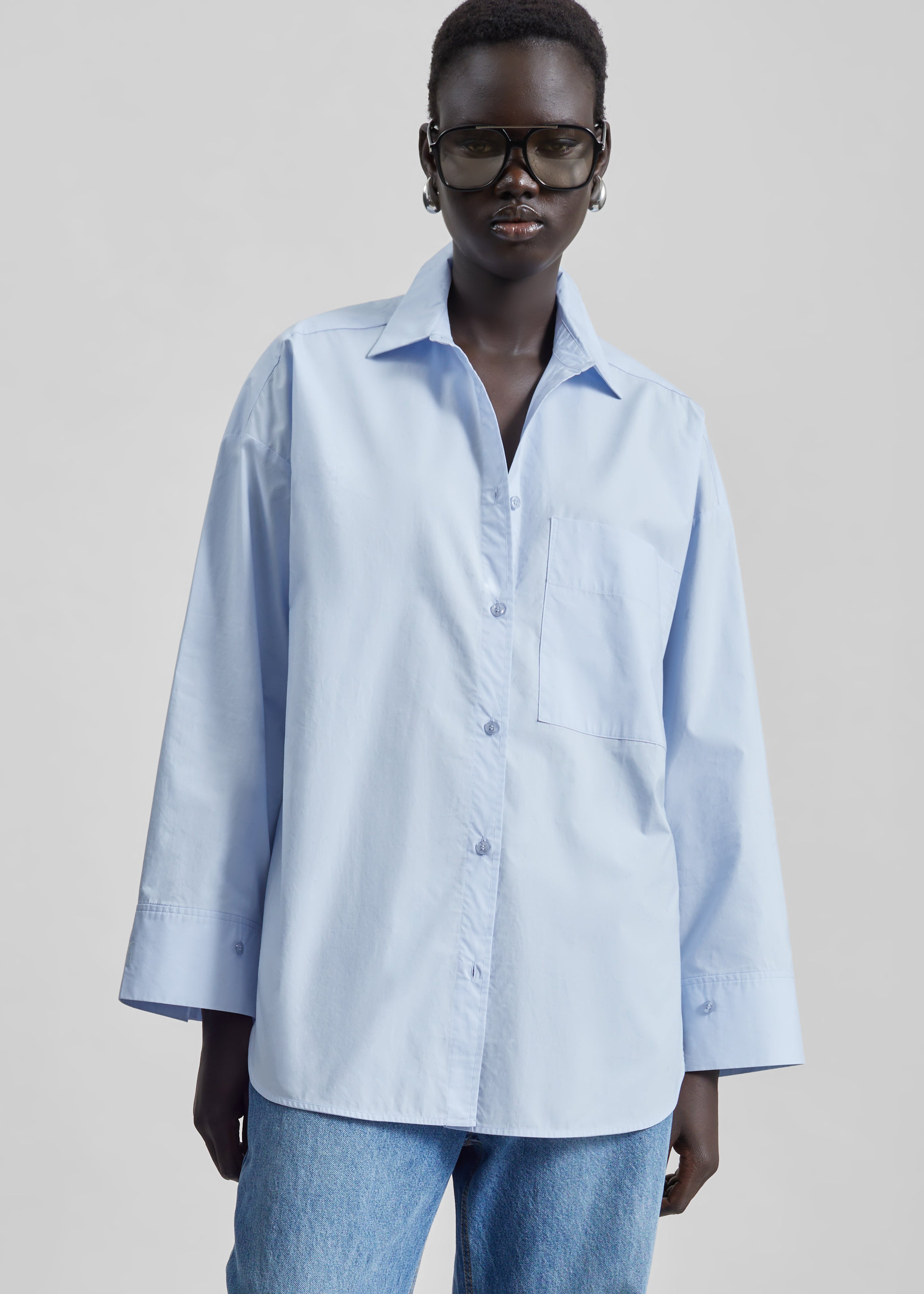 By Malene Birger Derris Cotton Shirt - Periwinkle Blue - 4