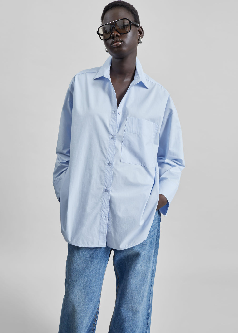 By Malene Birger Derris Cotton Shirt - Periwinkle Blue - 1