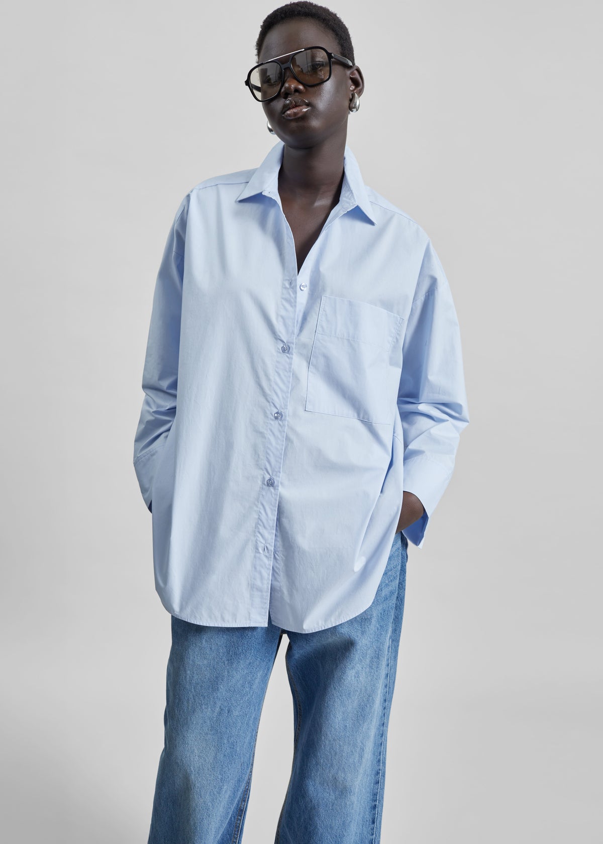 By Malene Birger Derris Cotton Shirt - Periwinkle Blue - 2