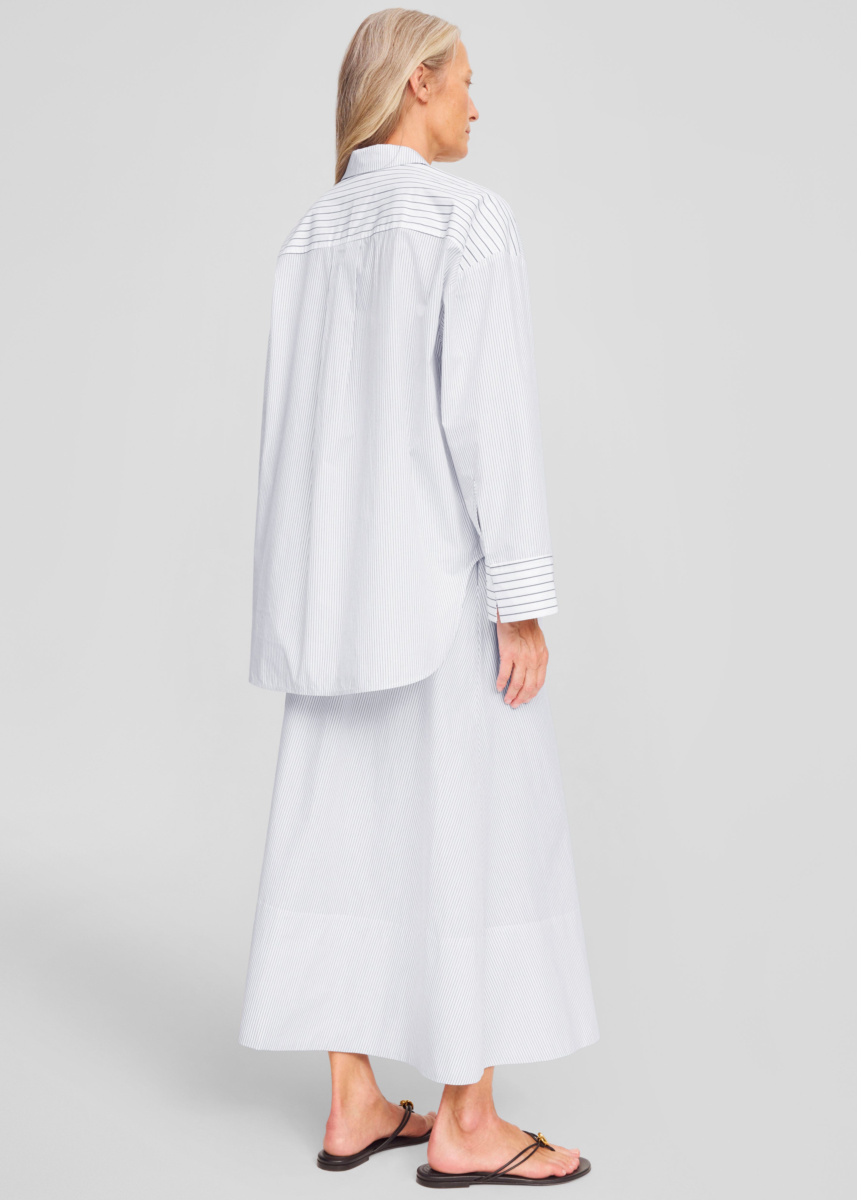 By Malene Birger Derris Shirt - White/Black Mix Stripe – The