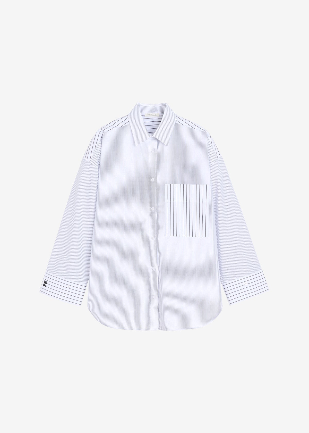 By Malene Birger Derris Shirt - White/Black Mix Stripe - 12