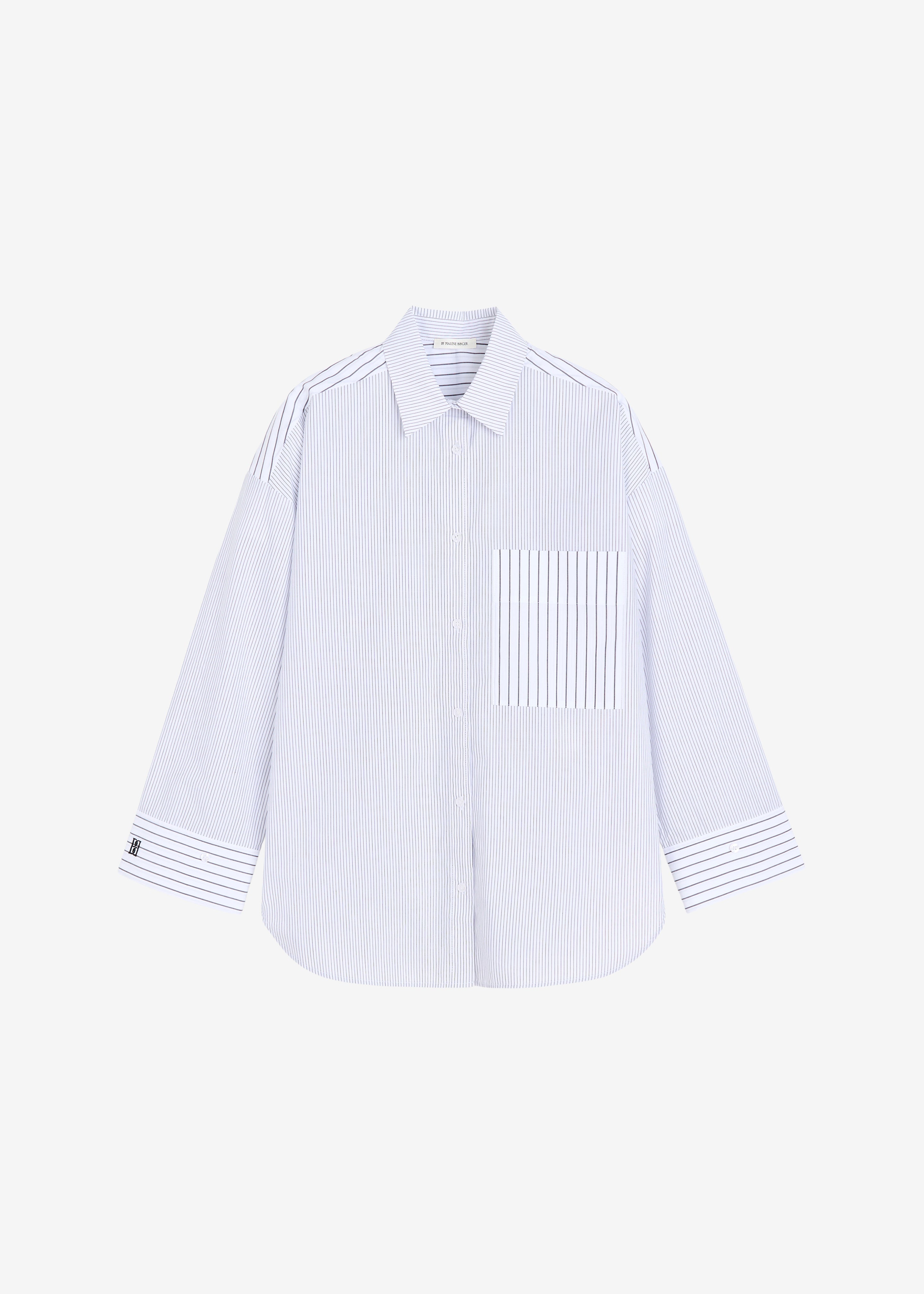 By Malene Birger Derris Shirt - White/Black Mix Stripe - 12