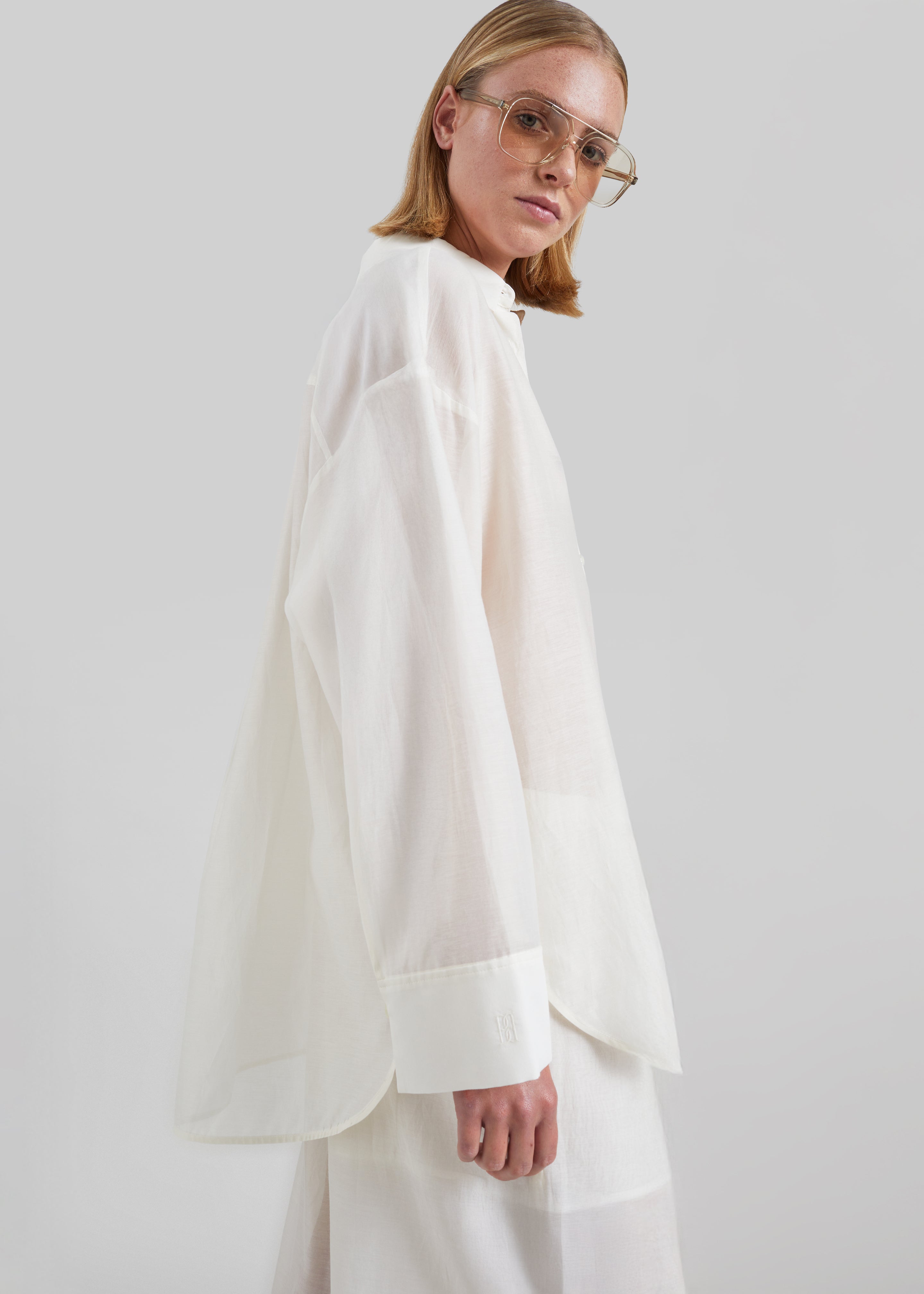By Malene Birger Derris Silk Organza Shirt - Soft White - 2