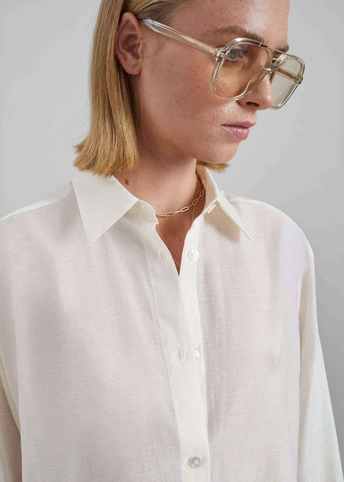 By Malene Birger Derris Silk Organza Shirt - Soft White - 3