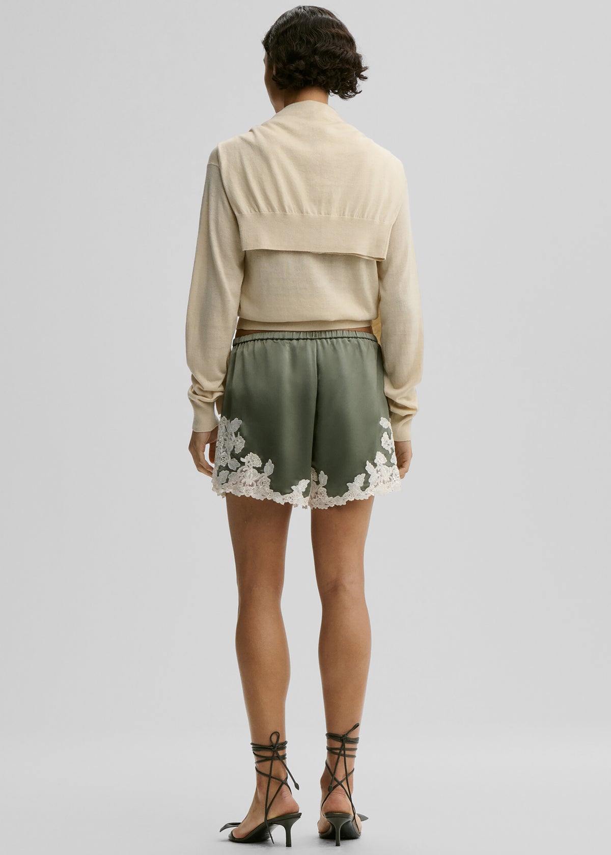 By Malene Birger Eri Satin Shorts - Deep Lichen Green - 2
