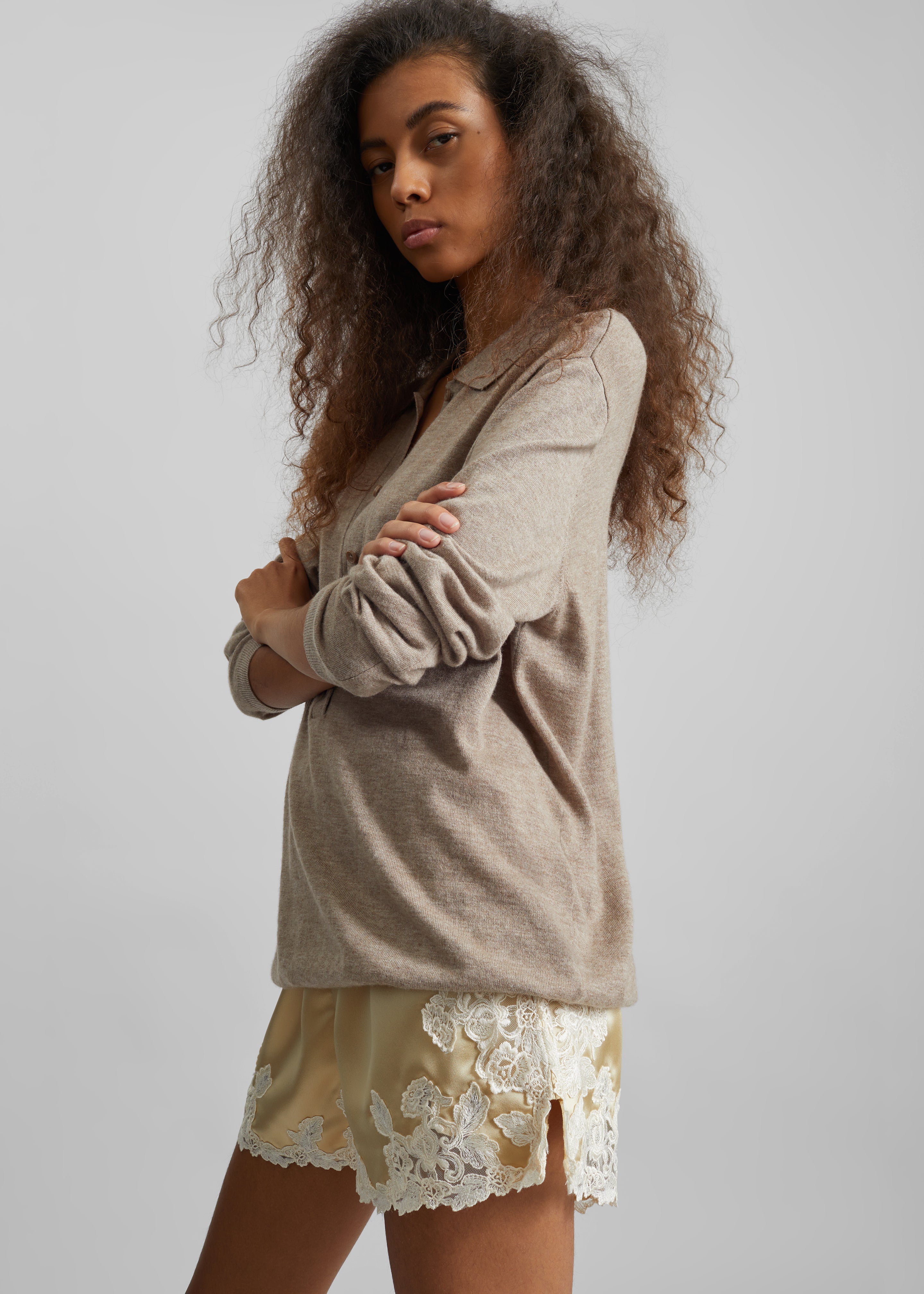 By Malene Birger Eri Satin Shorts - Vanilla Cream - 3