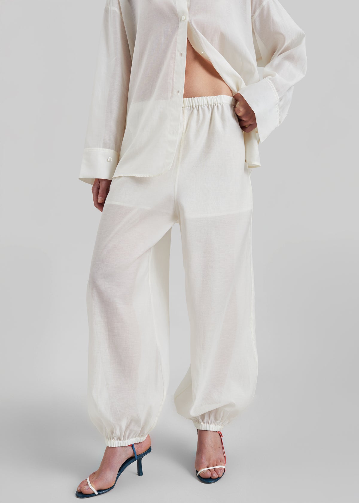By Malene Birger Lumas Silk Organza Trousers - Soft White - 1