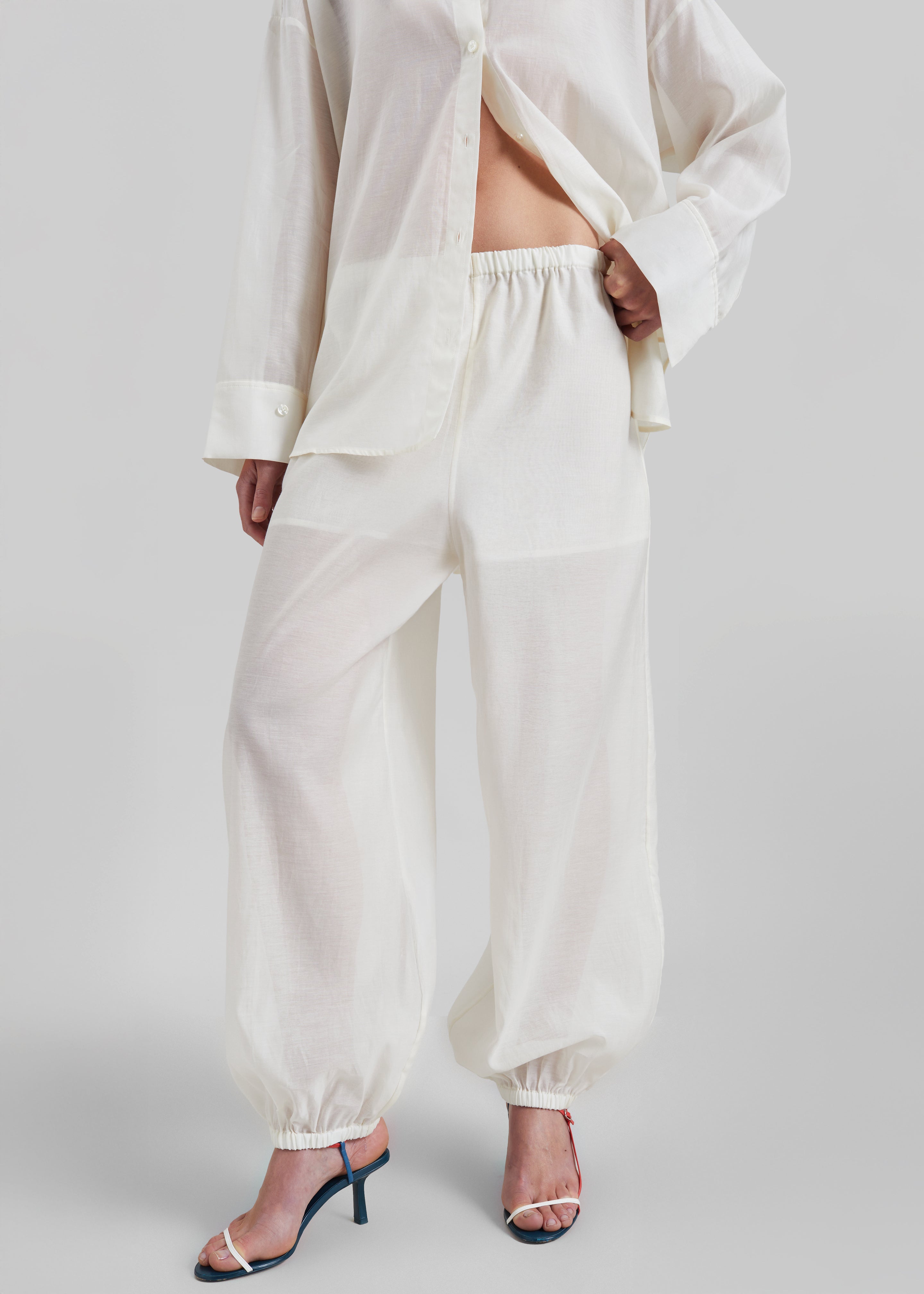 By Malene Birger Lumas Silk Organza Trousers - Soft White - 1