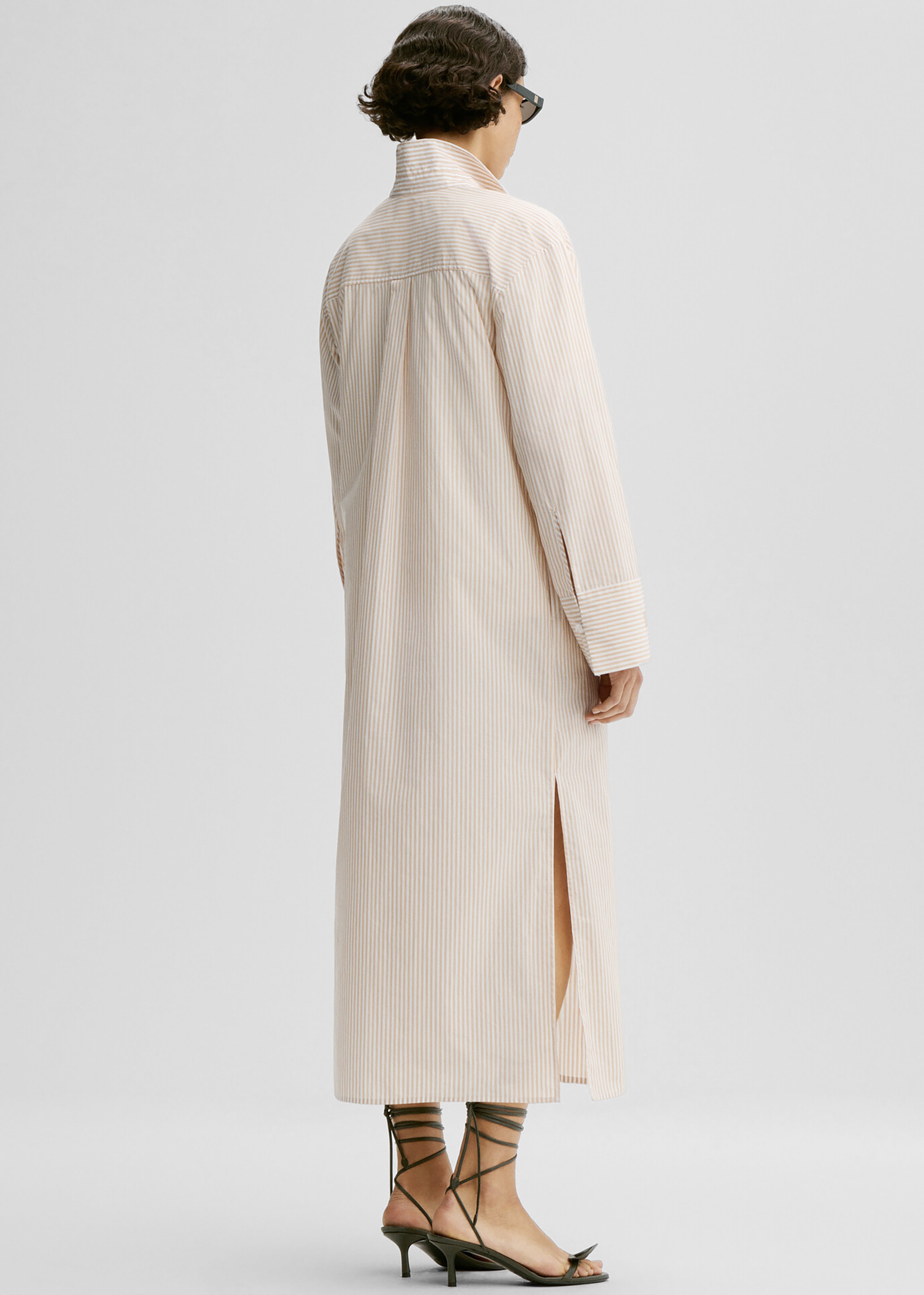 By Malene Birger Perroti Cotton Maxi Dress - Dark Sand Stripe - 4