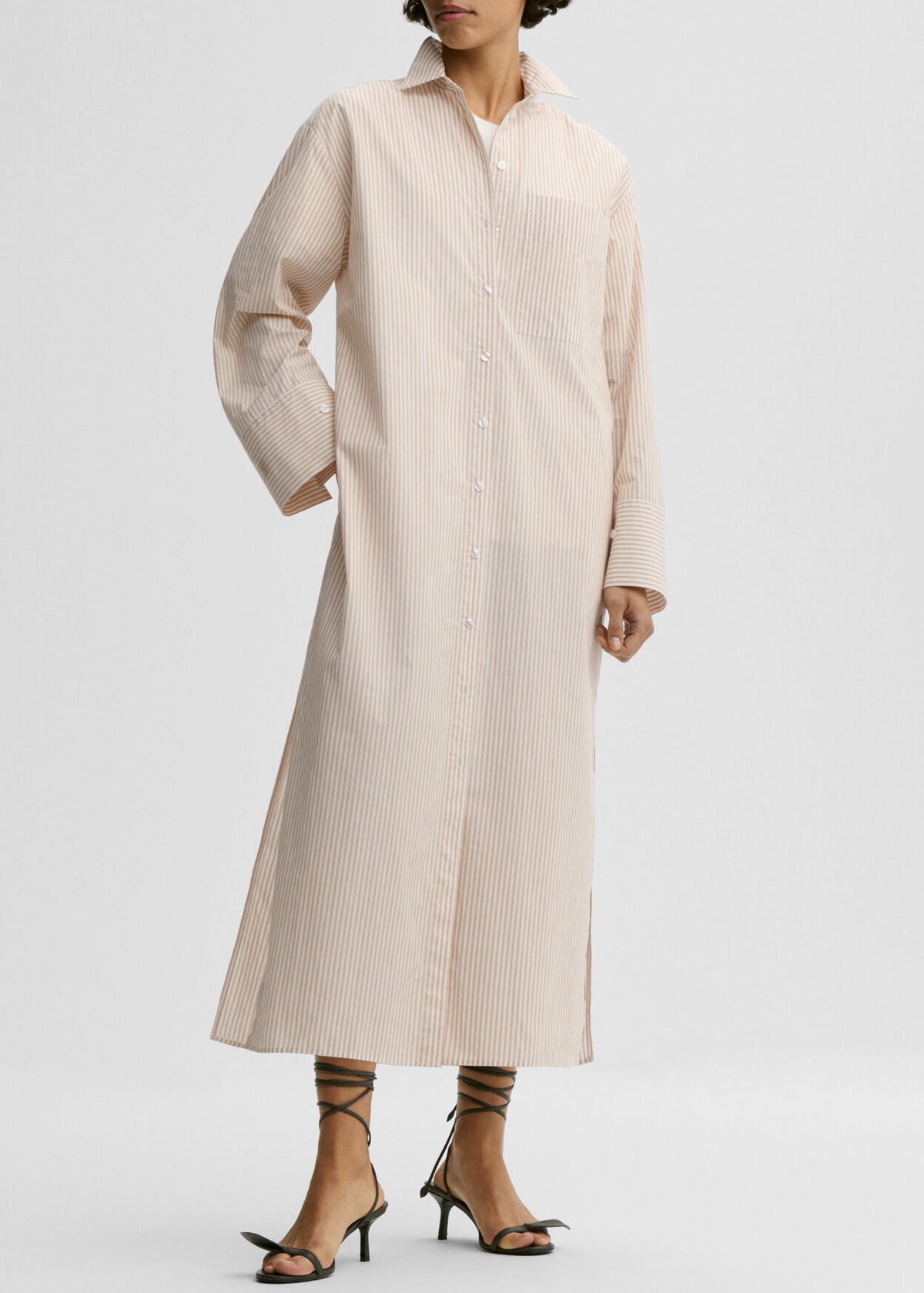 By Malene Birger Perroti Cotton Maxi Dress - Dark Sand Stripe - 2