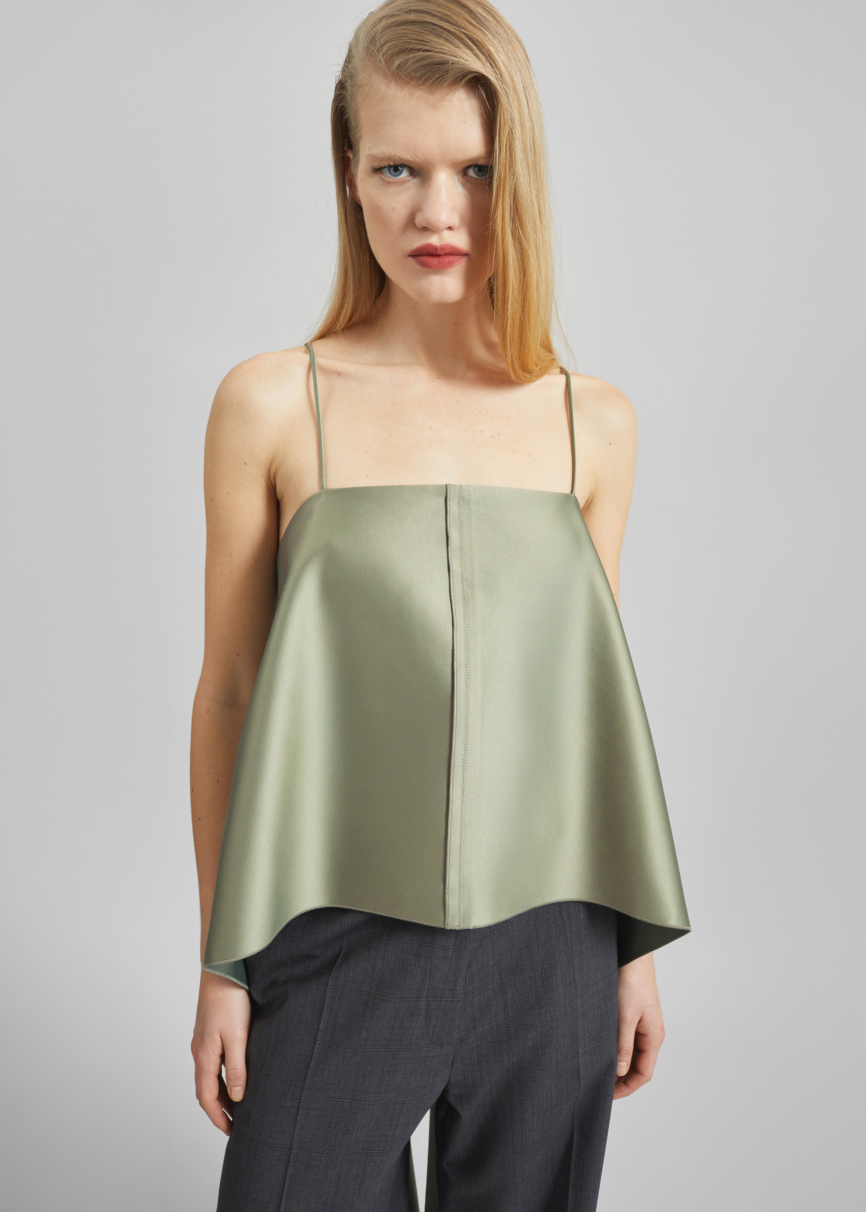 By Malene Birger Trinola Top - Deep Lichen Green – The Frankie Shop By Malene Birger Trinola Top - Deep Lichen Green – The Frankie Shop