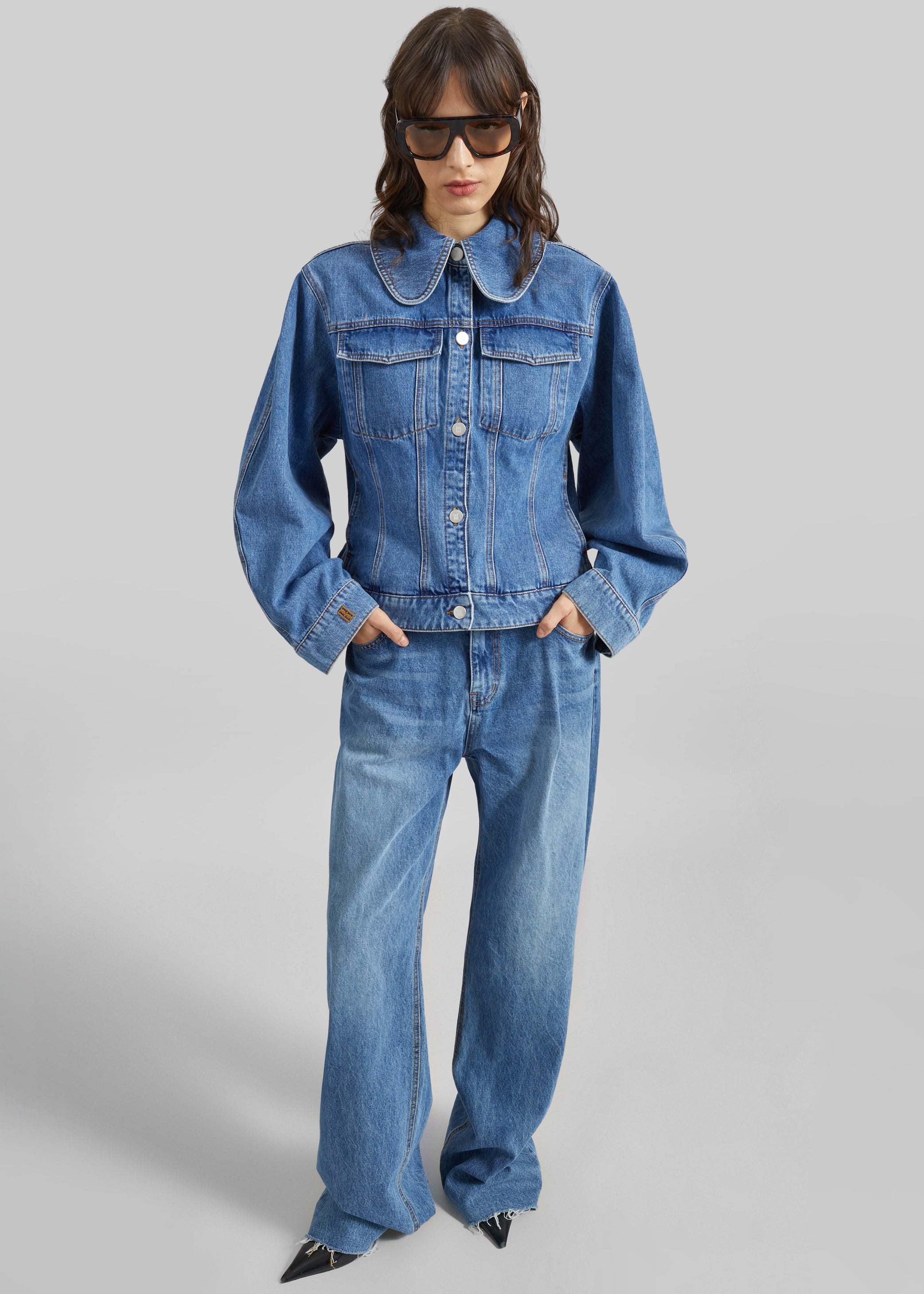 Shop the look image for By Malene Birger Villies Jacket - Mid Denim Blue