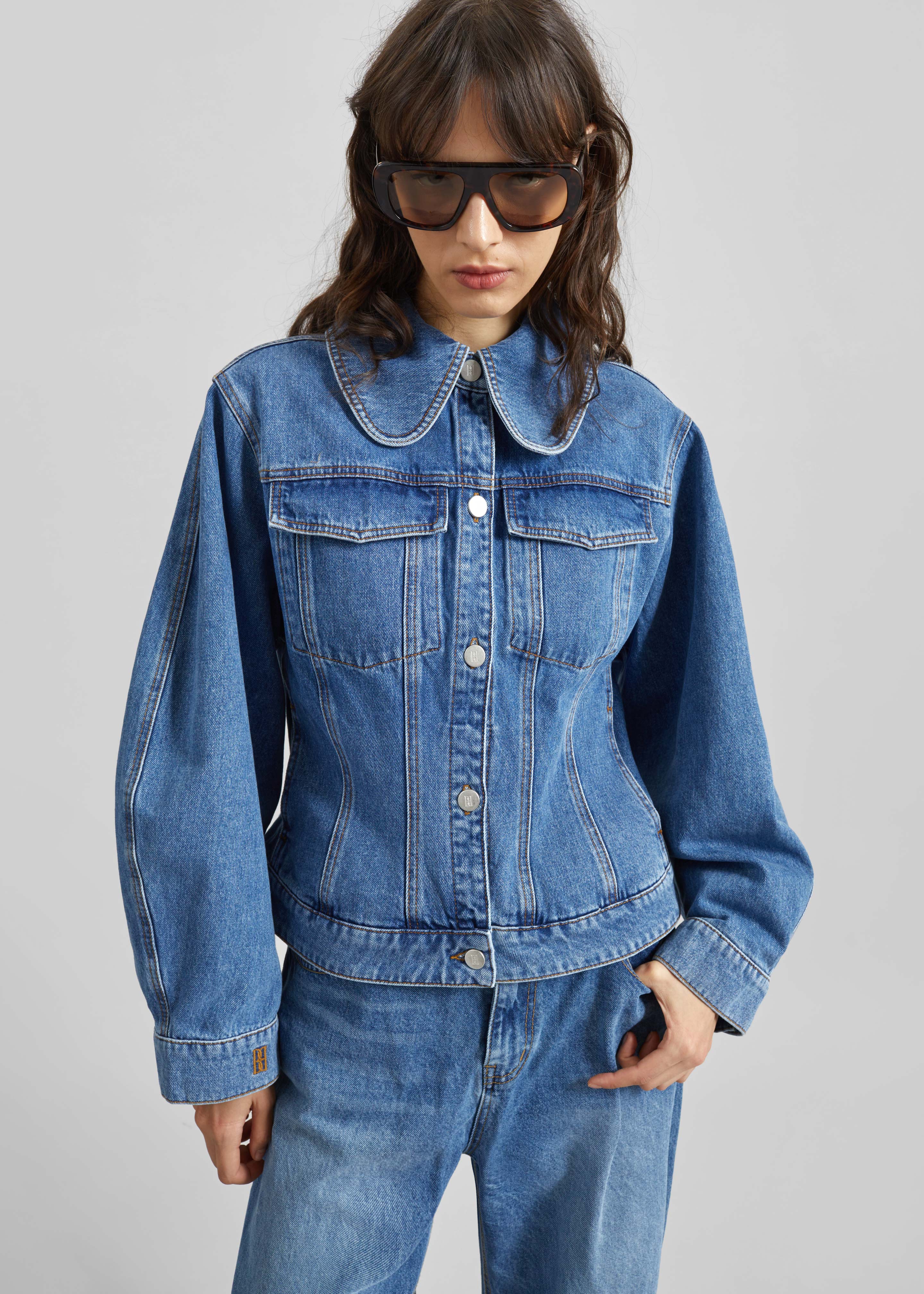 By Malene Birger Villies Jacket - Mid Denim Blue - 4