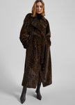 Cadence Faux Fur Long Coat - Leopard Brown