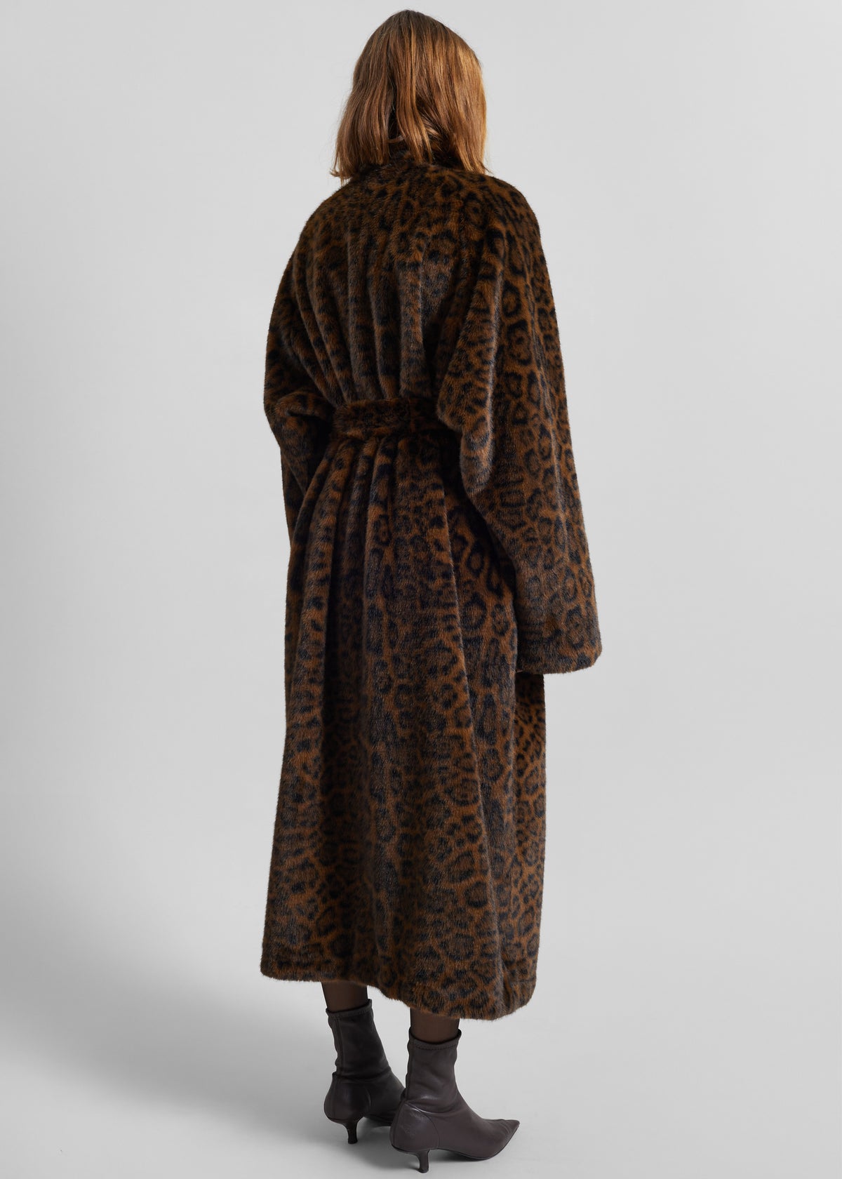 Cadence Faux Fur Long Coat - Leopard Brown - 9