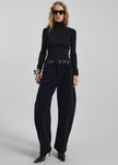 Caistor Corduroy Barrel Leg Pants - Black