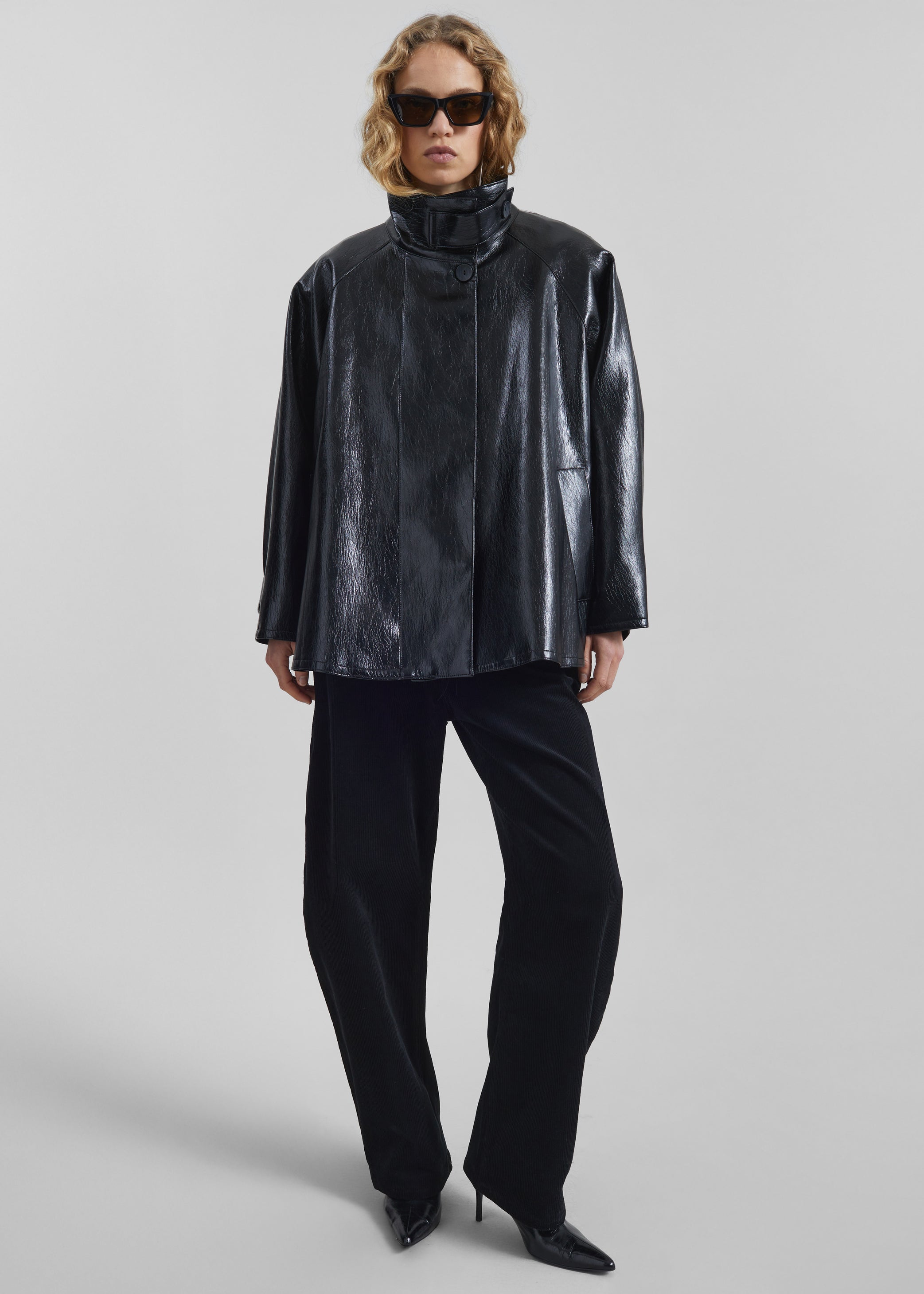 Shop the look image for Caistor Corduroy Barrel Leg Pants - Black