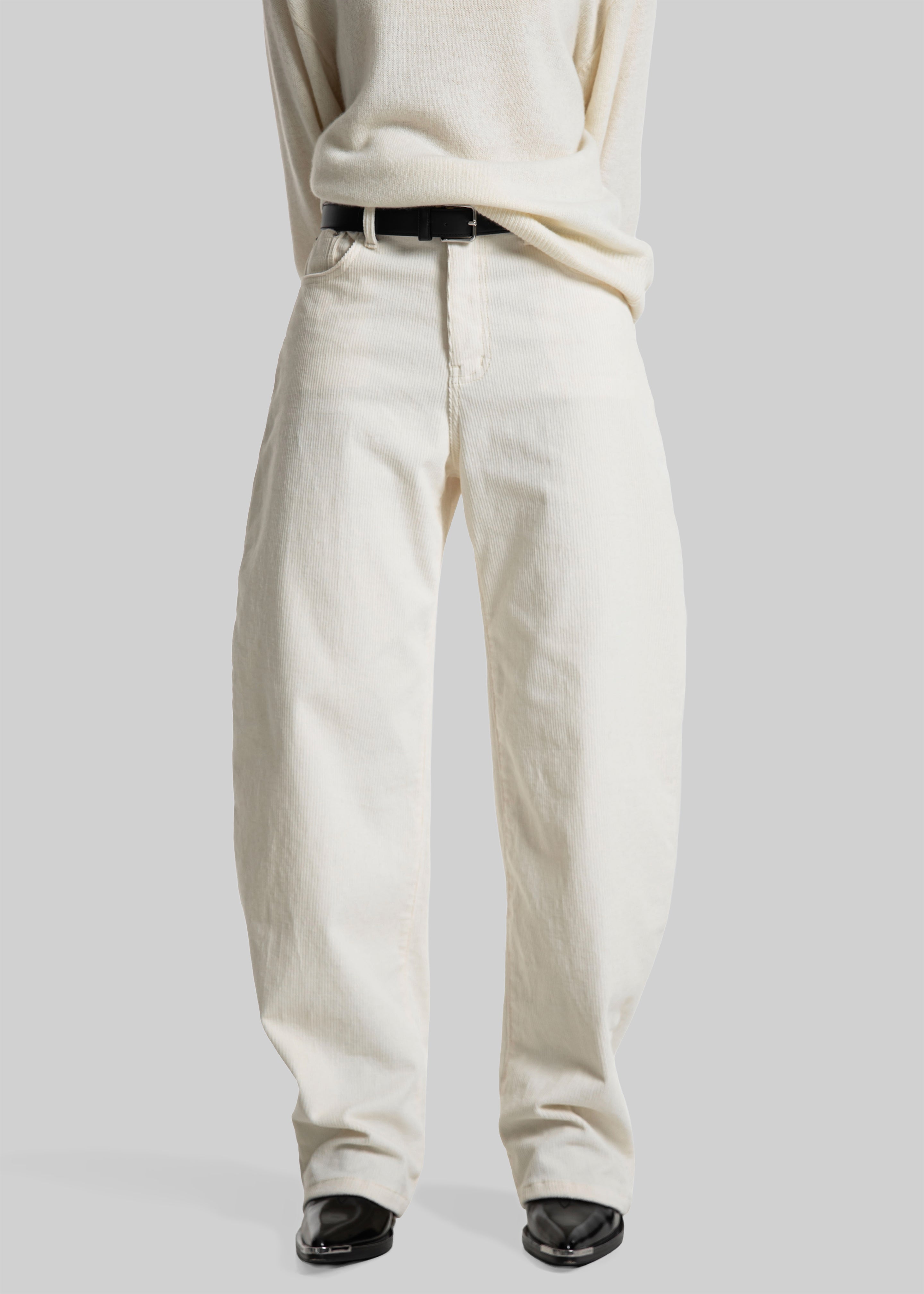 Caistor Corduroy Barrel Leg Pants - Ivory - 3