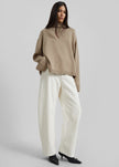 Caistor Corduroy Barrel Leg Pants - Ivory