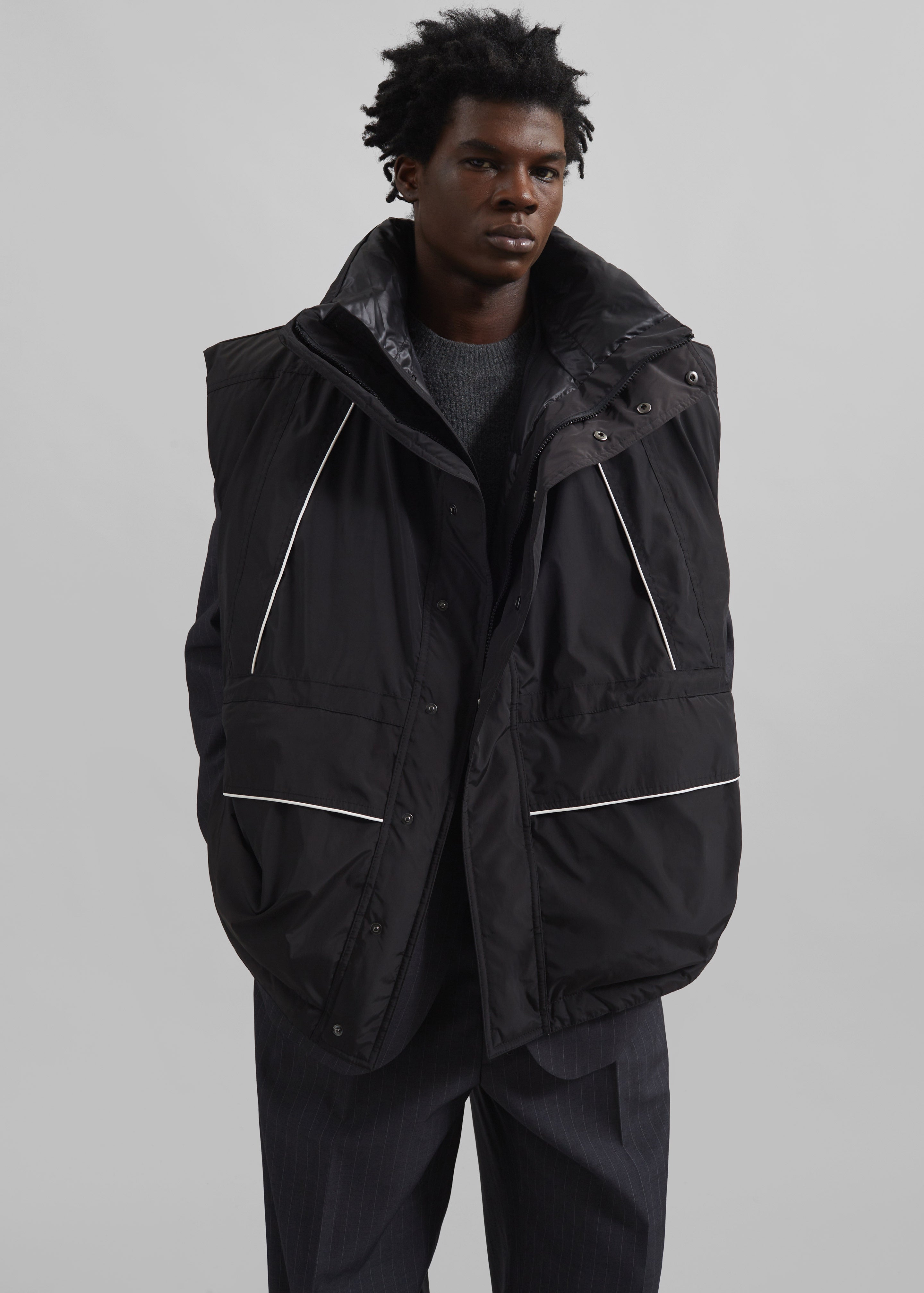 Calais Oversized Sleeveless Puffer Jacket - Black - 9