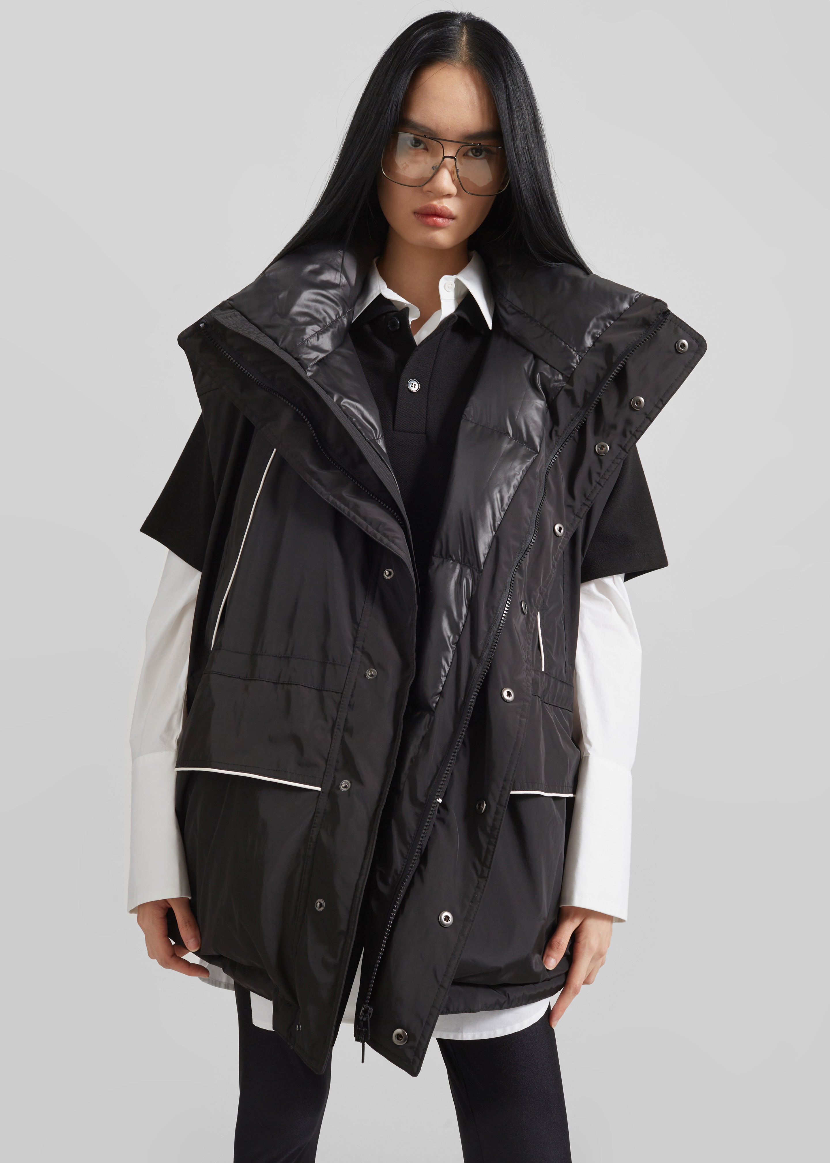 Calais Oversized Sleeveless Puffer Jacket - Black - 6