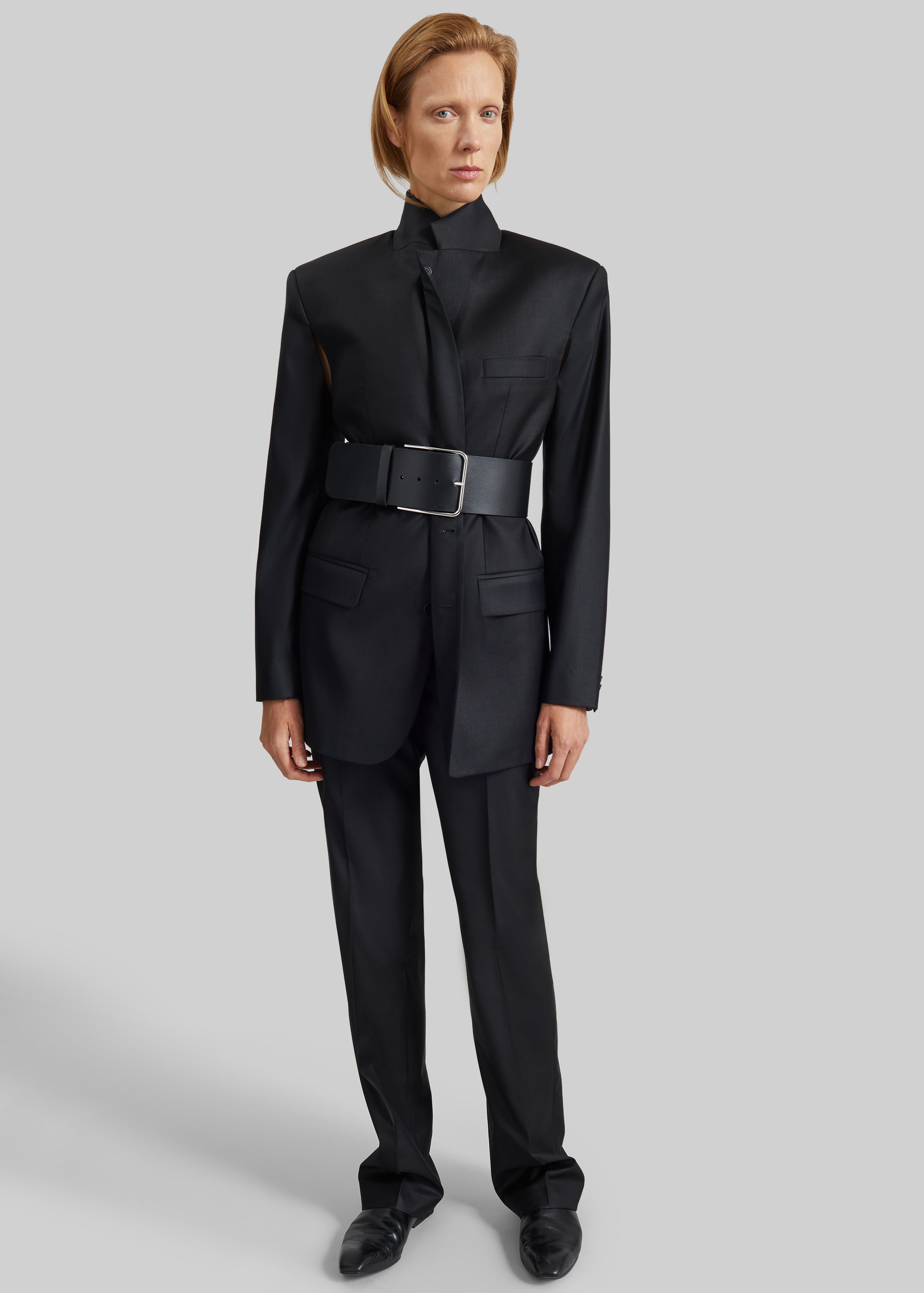 Shop the look image for Calan Leather Wide Belt - Black