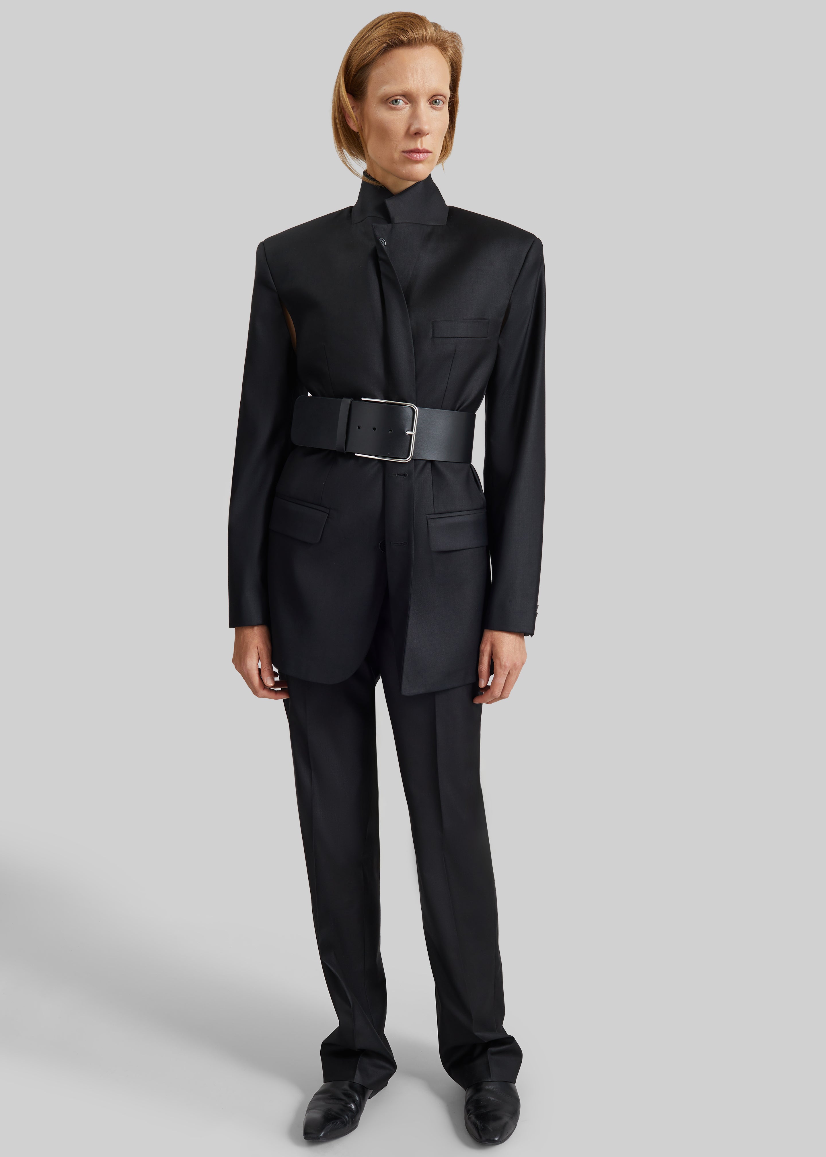Calan Leather Wide Belt - Black - 4