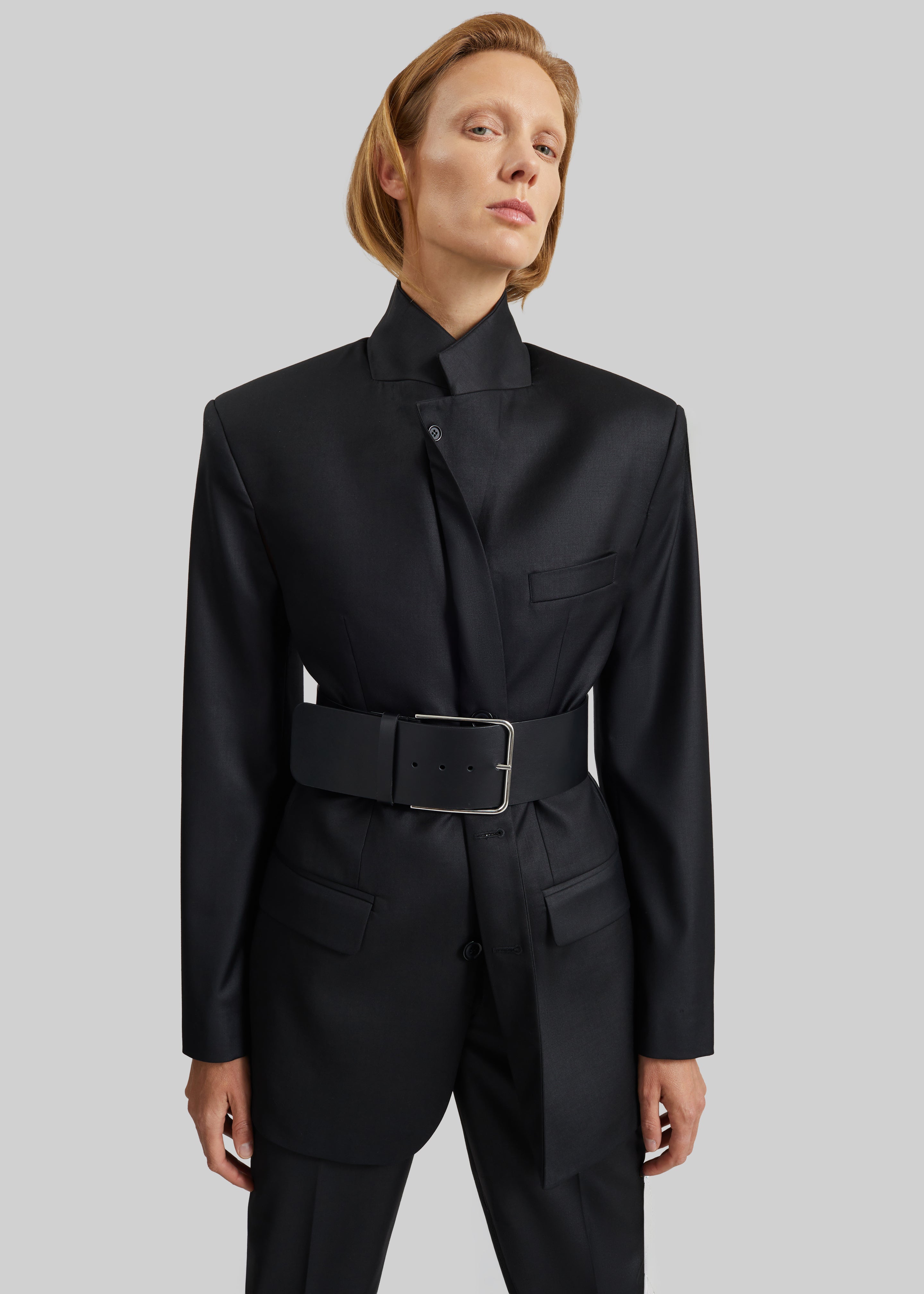 Calan Leather Wide Belt - Black - 2