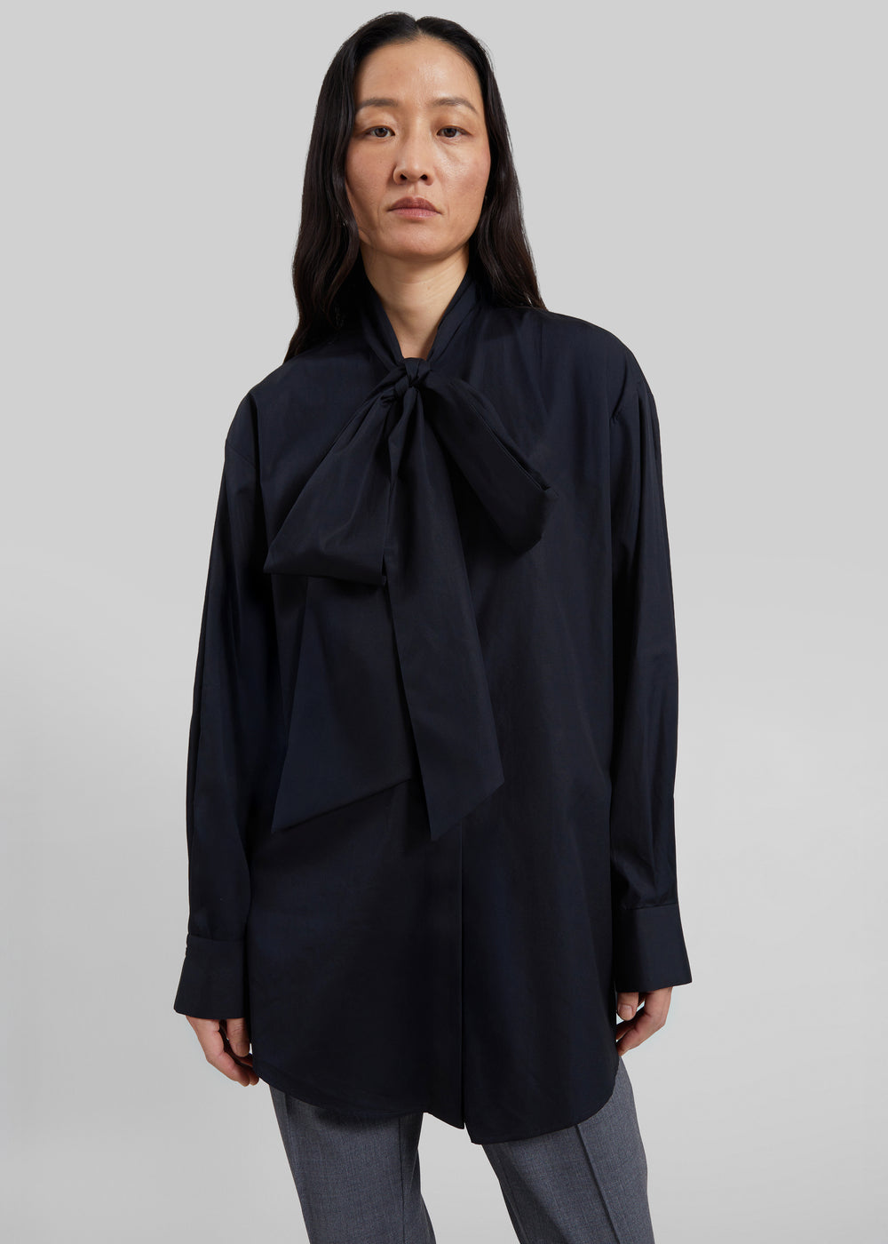 Calcaterra Bow Poplin Shirt - Black
