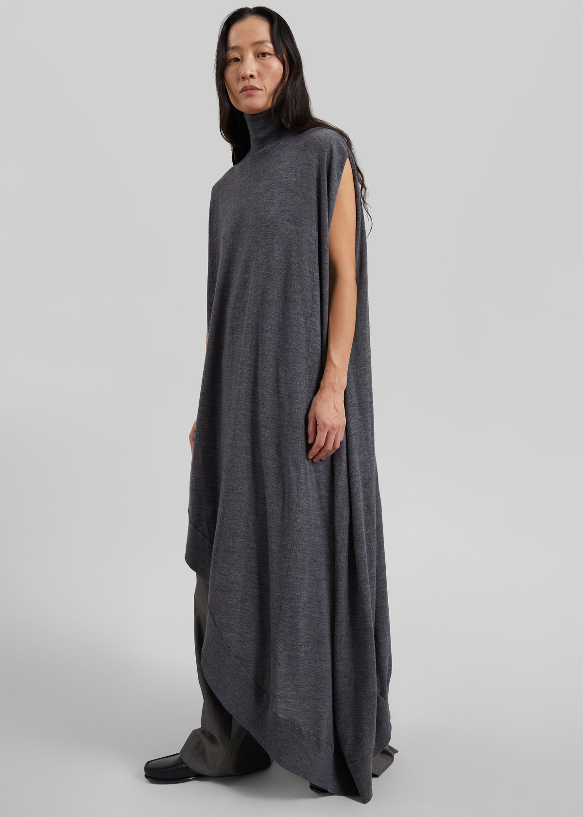 Calcaterra Merino Cape Asymmetric Knit - Grey