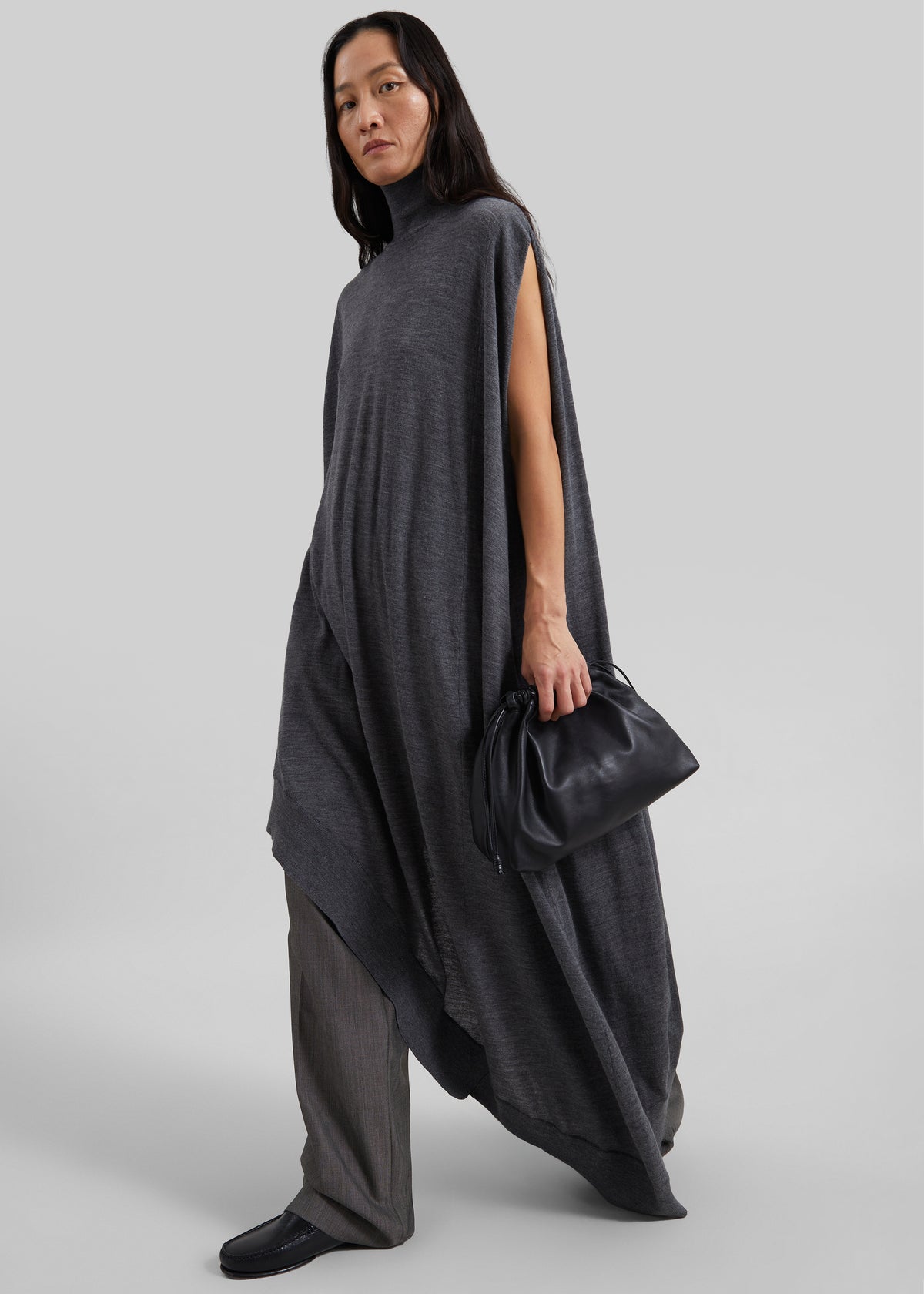 Shop the look image for Calcaterra Merino Cape Asymmetric Knit - Grey