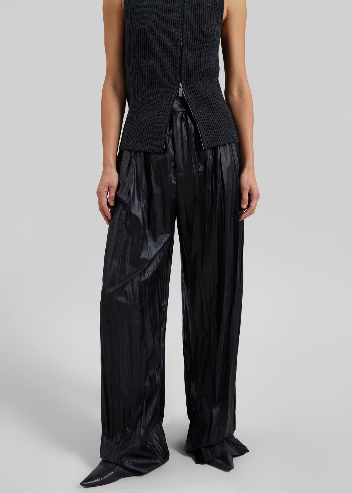 Calcaterra Faux Leather Signature Trousers - Black