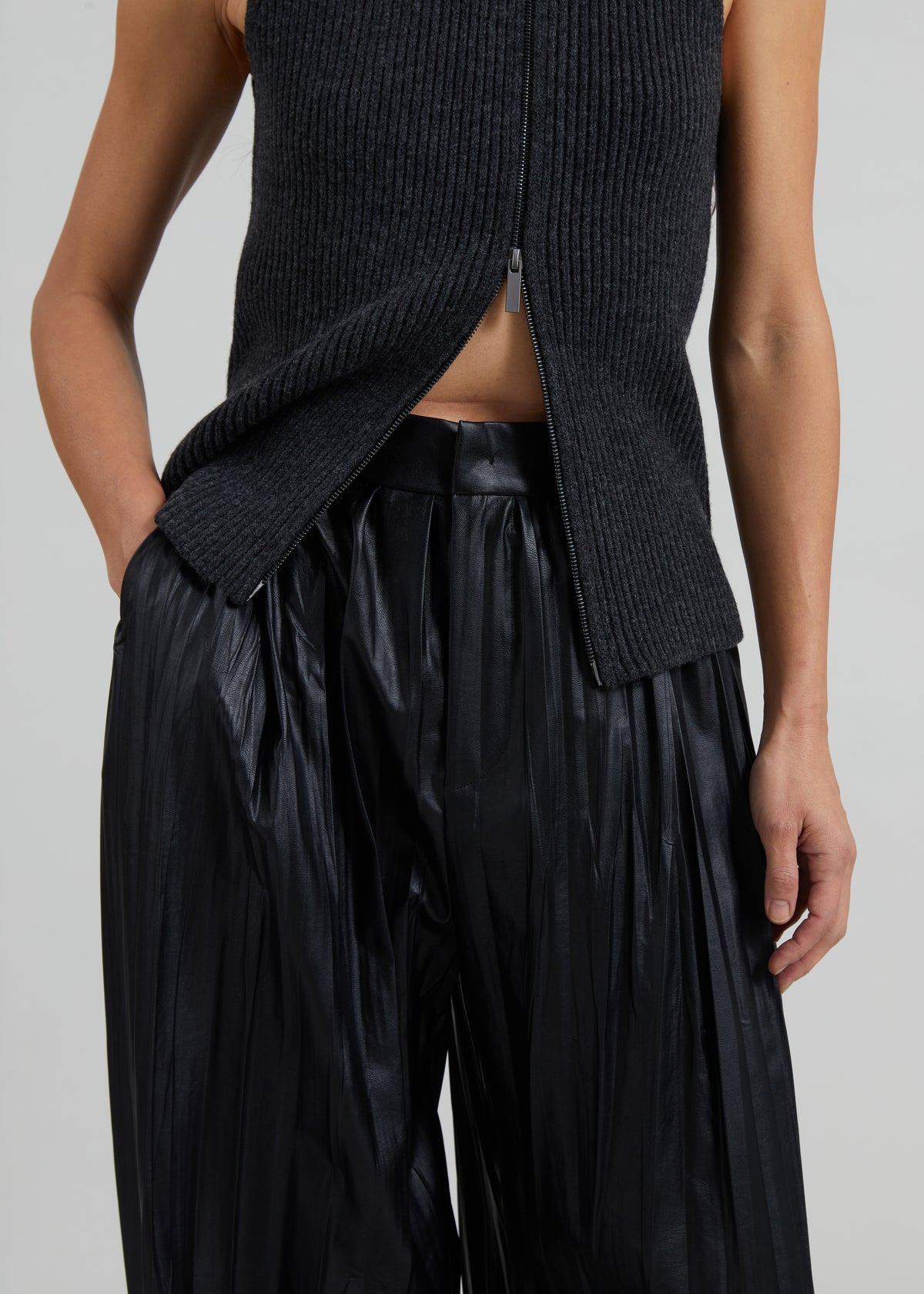 Calcaterra Faux Leather Signature Trousers - Black