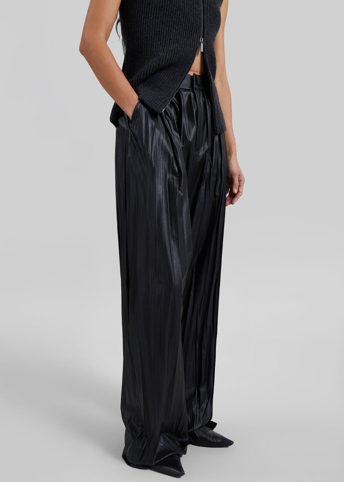 Calcaterra Faux Leather Signature Trousers - Black