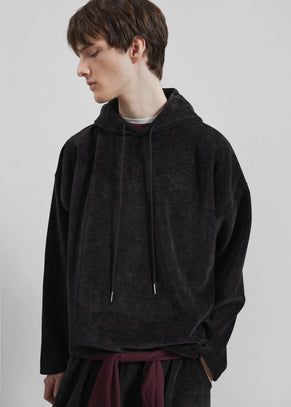 Caleb Velvet Hoodie - Black